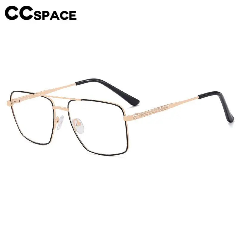 CCspace Unisex Full Rim Square Double Bridge Alloy Eyeglasses Frame 57288 - Stylish & Durable for Work, Reading & Fashion Accessories