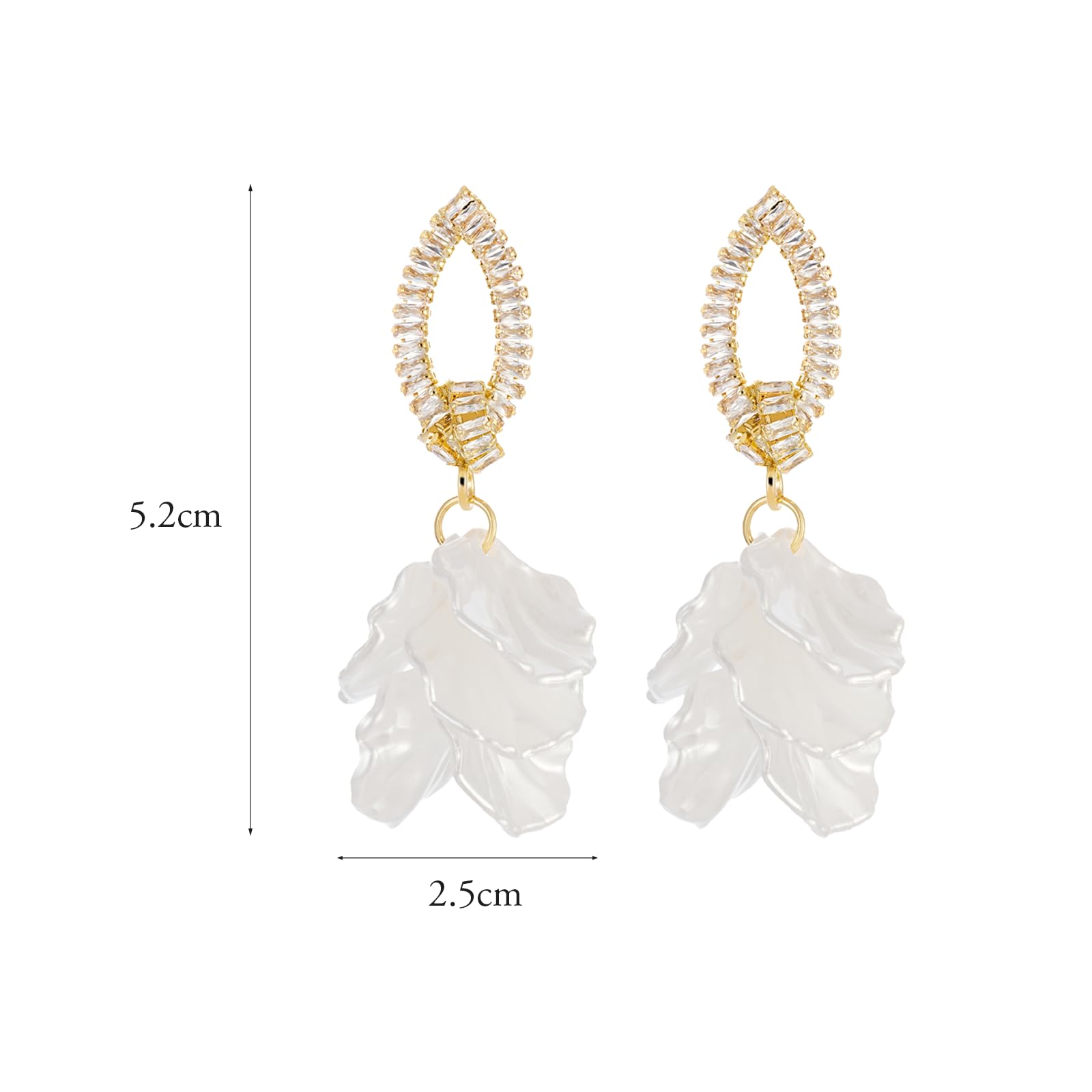 Lightweight White Flower Earrings for Women - Elegant Floral Statement Jewelry with Shellfish-Shaped Petals, Perfect for Weddings & Birthdays | Dainty Drop Dangle Earrings for Everyday Wear & Special Occasions
