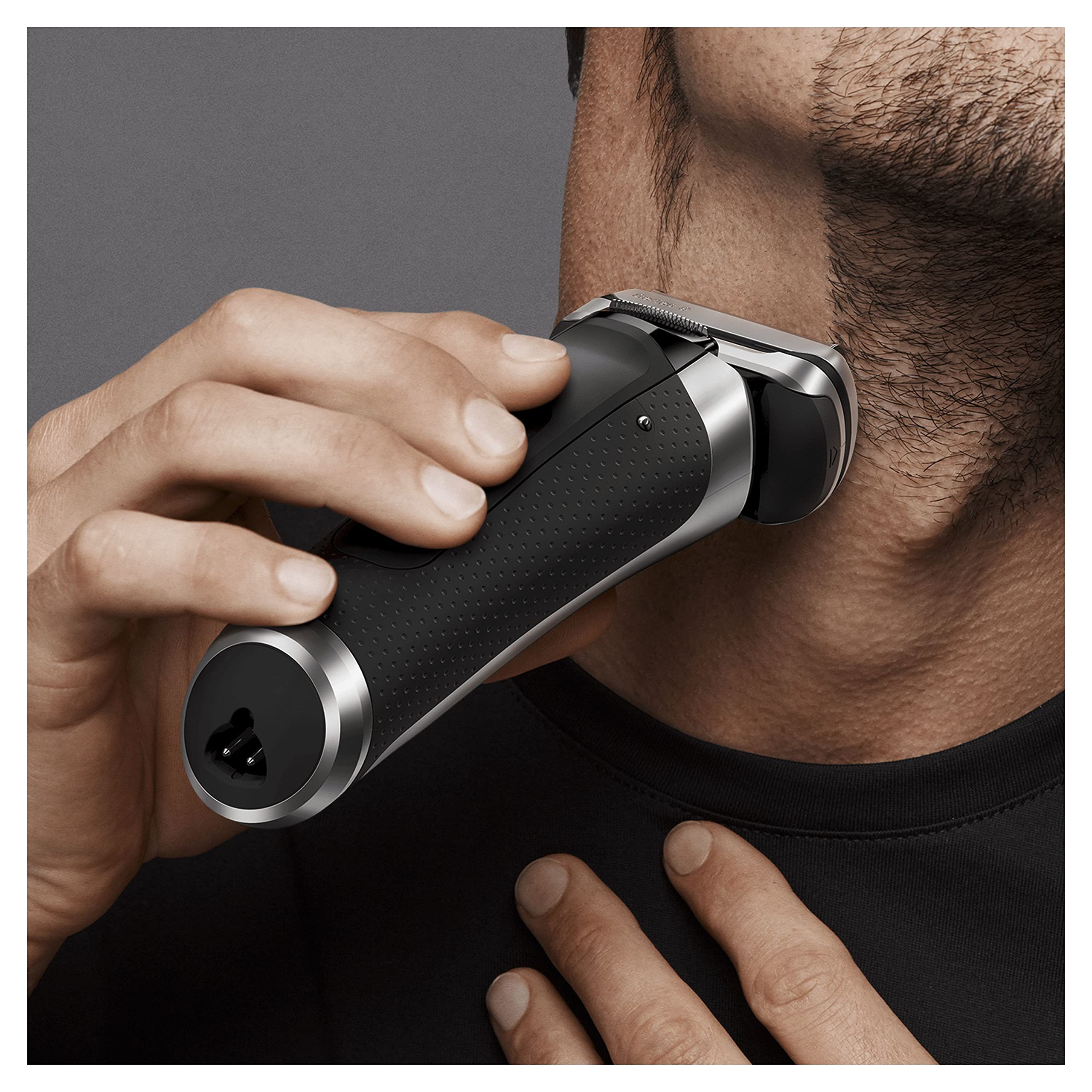 Braun Series 9 Electric Shaver for Men with Clean & Charge Station, Leather Case - 100% Waterproof, 2 Pin Bathroom Plug, Flawless Shaving - Perfect Gift for Dad, Husband, Boyfriend (Model 9390cc, Silver) - Ideal for Travel, Home Use & Wet/Dry Shaving