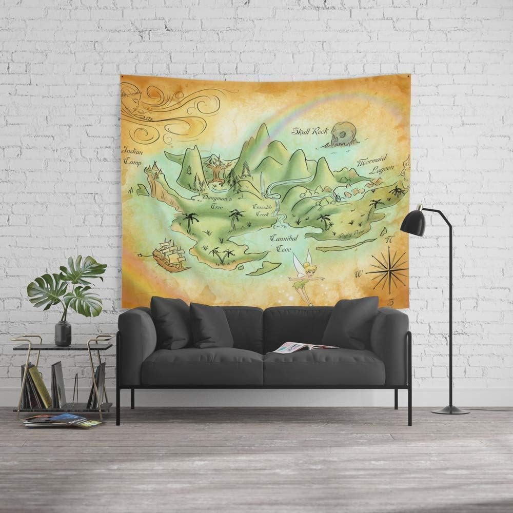 Neverland Map Tapestry Wall Hanging - 51x59 Inch Boho Decor for Living Room, Bedroom, Dorm | Beach Towel, Picnic Mat, Tablecloth, Curtain | Perfect for Home Decor, Gifts & Outdoor Adventures