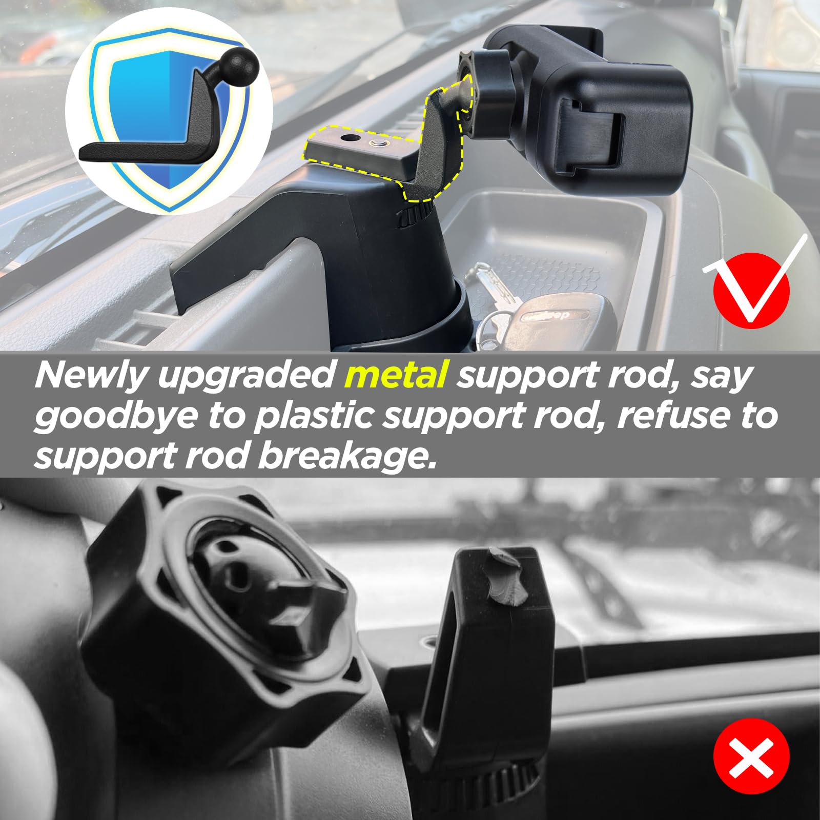 Jeep Wrangler JK JKU (2011-2018) Phone Mount Holder with Storage Box - Universal Dash Multi-Mount Kit for iPhone & Android - Perfect for Off-Roading & Daily Commuting
