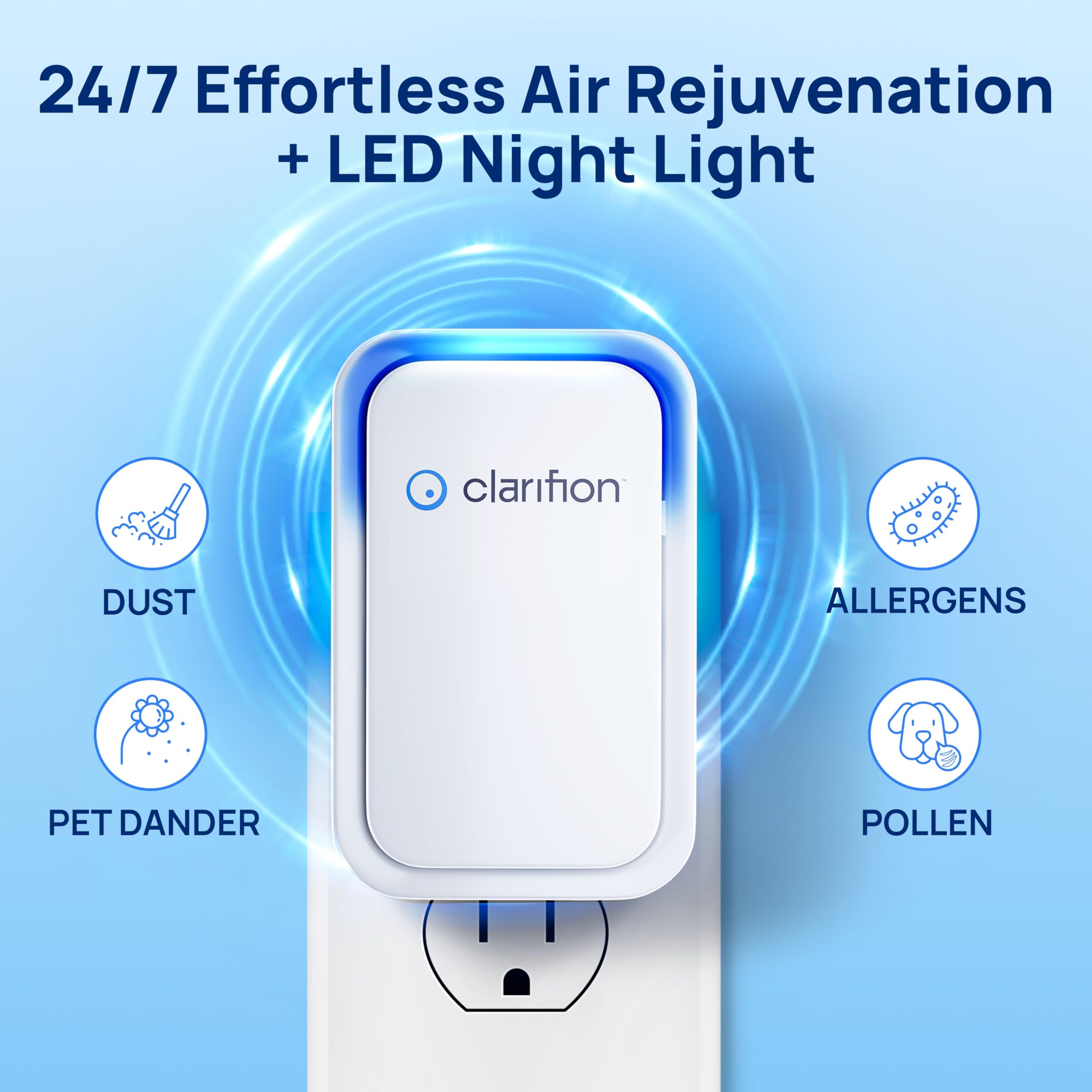 Clarifion - 6 Pack Air Ionizers for Home, Negative Ion Air Purifier, Quiet Portable Air Freshener for Bedroom, Office, Kitchen - Eliminates Odors, Smoke, Dust & Pet Dander | Perfect for Allergy Relief & Fresh Indoor Air