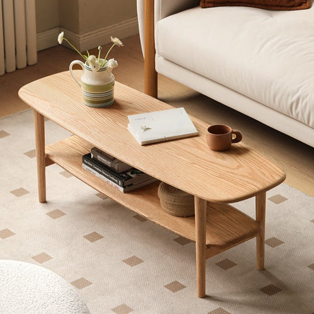Minimalist Ultra Narrow Coffee Table - Solid Oak & Cherry Wood - Perfect for Small Spaces, Apartments, and Modern Living Rooms