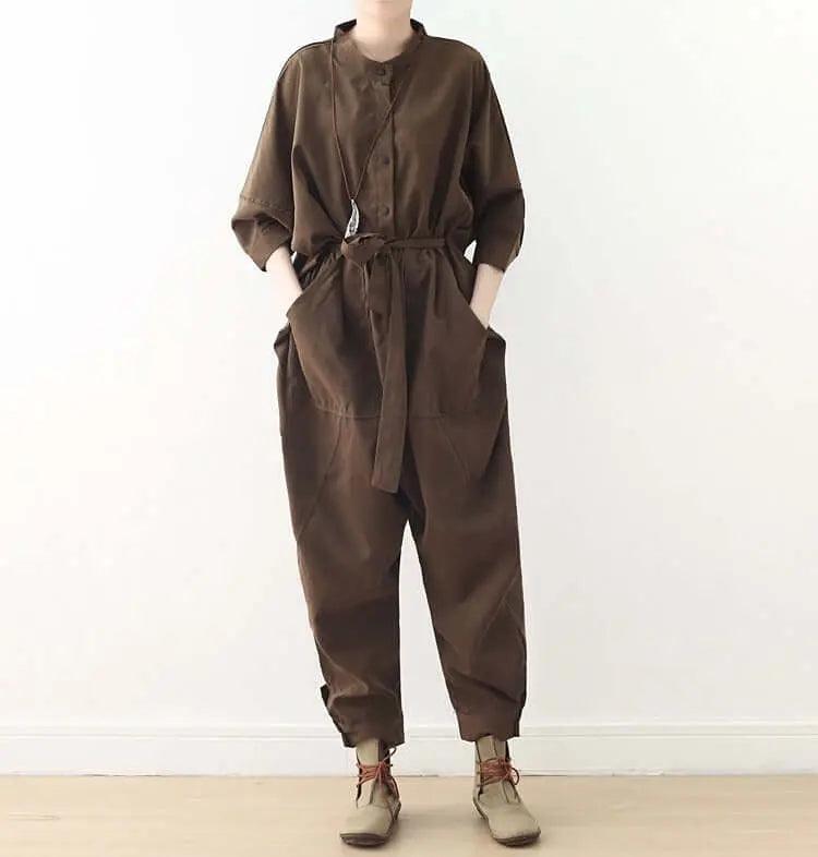 Stylish Women's Wrap Jumpsuit with 3/4 Sleeves & Drop Crotch - Trendy Casual Outfit for Parties, Dates & Summer Vacations