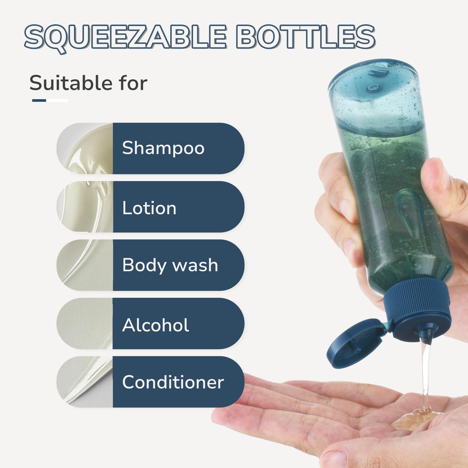 TSA Approved Travel Bottles for Toiletries - 3.4oz (100ml) Leak Proof Shampoo Containers - Blue Travel Size Essentials for Airplane, Gym & Vacation