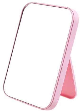 Foldable Portable Makeup Mirror with LED Lights - Square Vanity Mirror for Women, Travel & Home Use, Pink Cosmetic Mirror for Makeup, Skincare & Hair Styling (Perfect for Bedroom, Bathroom & Travel)