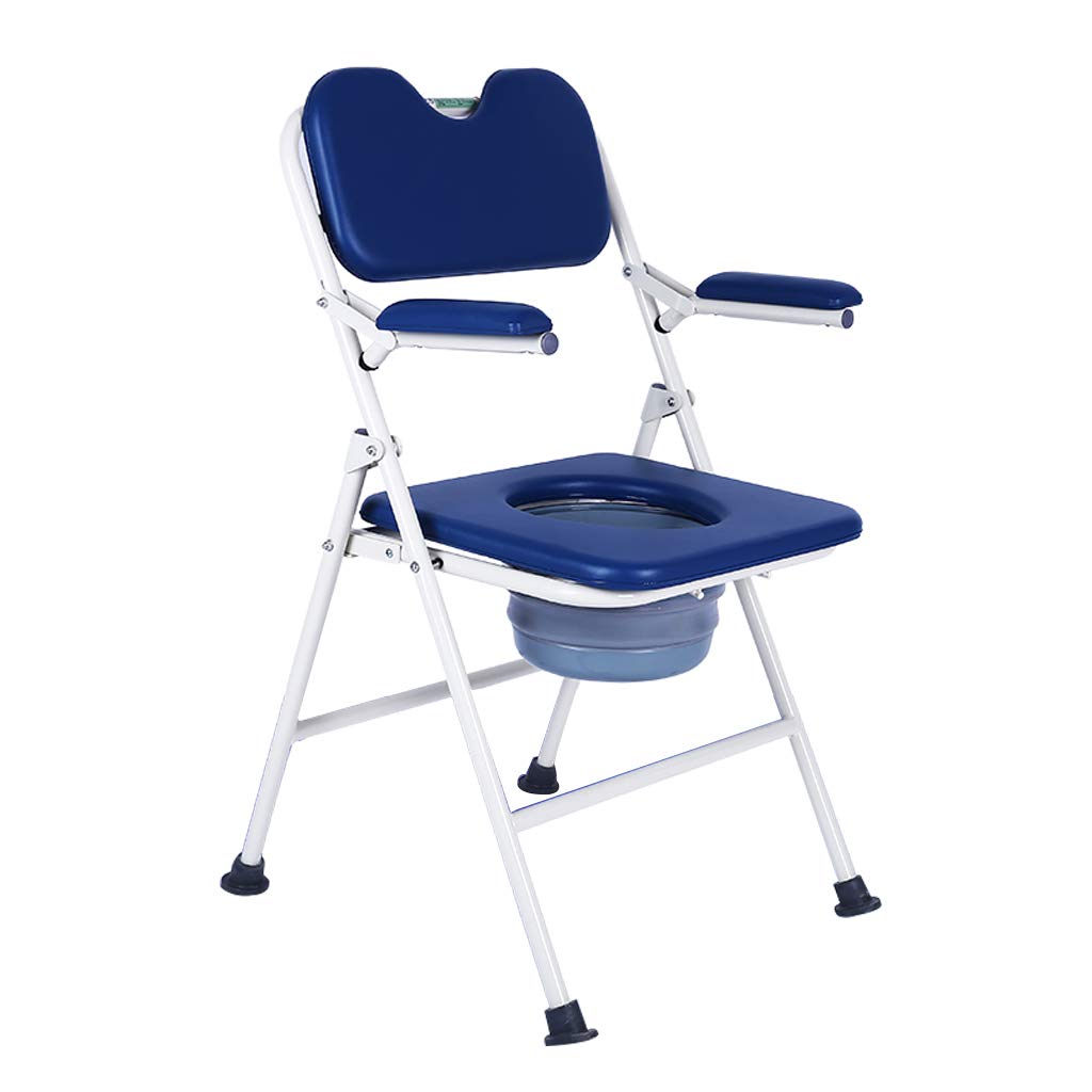 Foldable Bath Toilet Chair with Safety Steel Frame & Handles - Adjustable Shower Bench & Bedside Commode for Elderly & Disabled - Includes Removable Bucket - Ideal for Bathroom Safety & Mobility Assistance