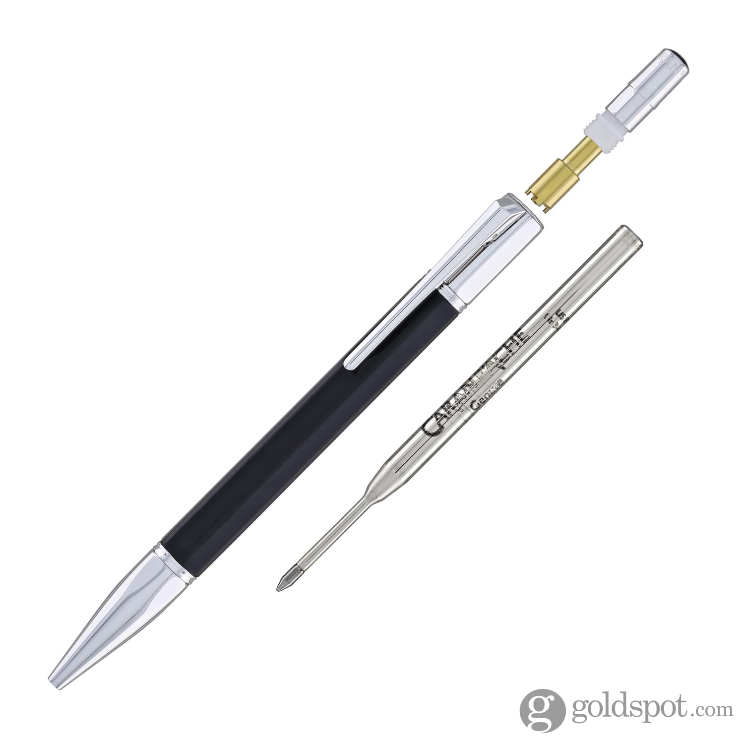 Luxury Caran d'Ache Varius Ebony Wood Ballpoint Pen with Silver Plated & Rhodium Coating - Premium Writing Instrument for Business Professionals, Gifts & Collectors