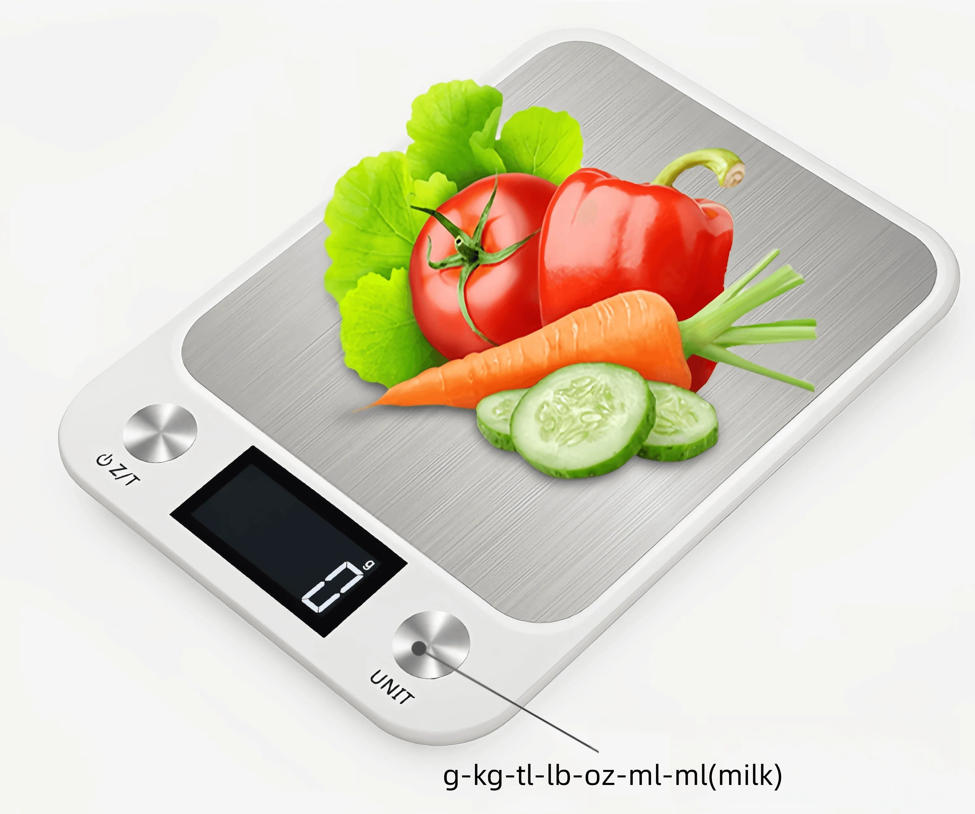ANYCO Anygleam Digital Kitchen Scale 10kg/22lb, Stainless Steel, Precise Weight Measurement for Cooking, Baking, and Portion Control - White (Ideal for Home Kitchen, Food Prep, and Dietary Tracking)