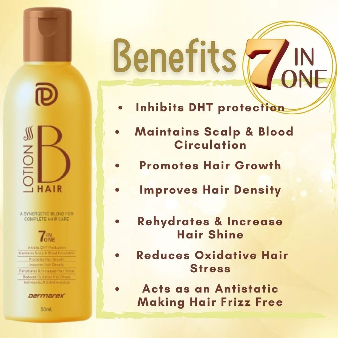 B Hair Growth Lotion (50 ml) - Anti Hair Fall Treatment for Men & Women | Stimulates Hair Regrowth | Perfect for Thinning Hair & Scalp Care at Home