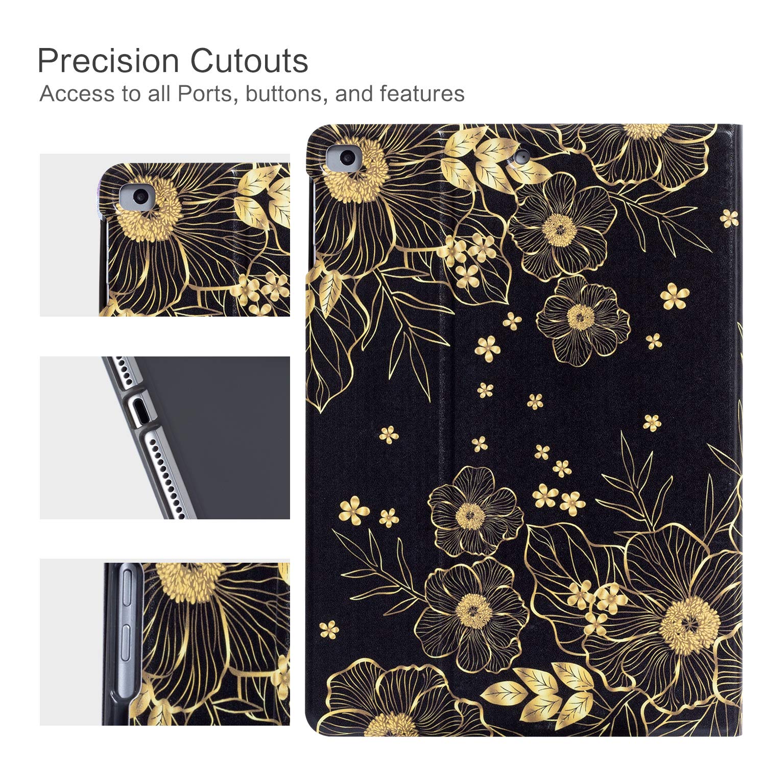 Premium Leather Folio Case for iPad Air 2/1 & iPad 6th/5th Gen 9.7