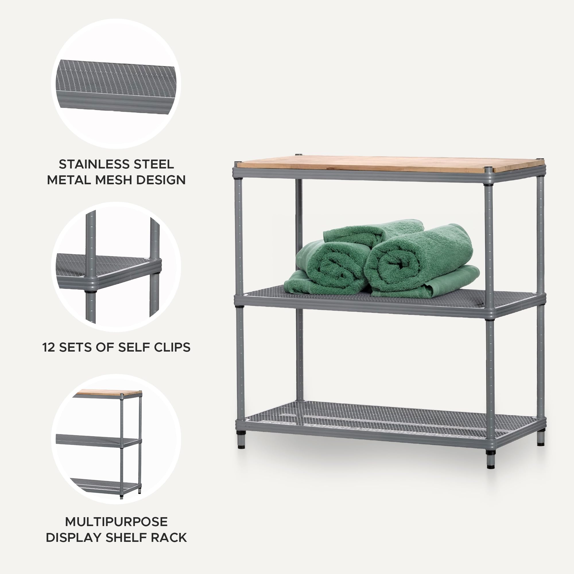 Metal and Wood Storage Shelf - 35.4