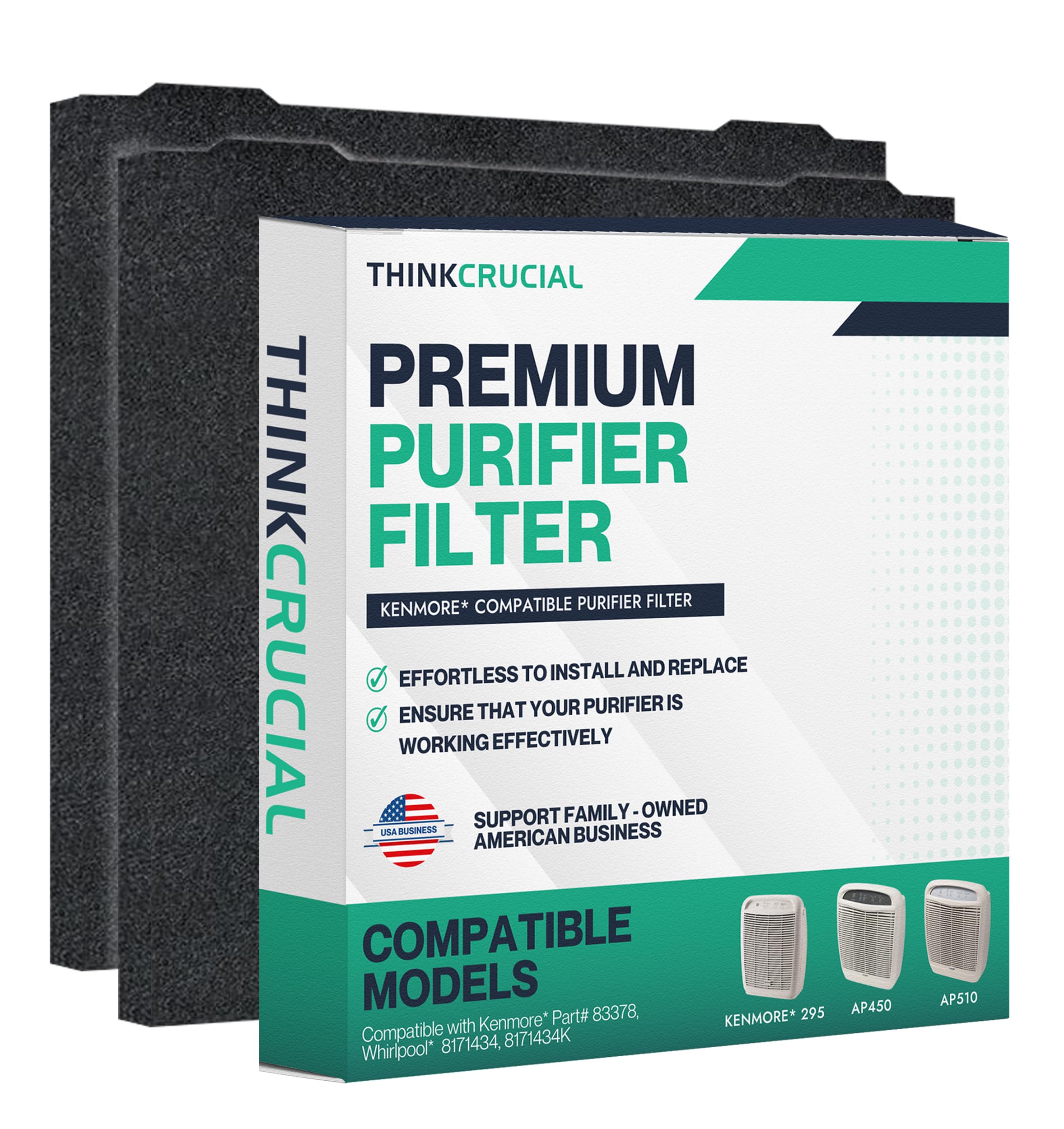 Crucial Air Replacement Carbon Air Filter - Compatible with Kenmore 295 Series, Whirlpool AP300, AP350, AP450, AP510 Air Purifiers - Replaces Kenmore 83378 & Whirlpool 8171434, 8171434K (4 Pack) - Eliminates Odors & Improves Indoor Air Quality for Home & Office