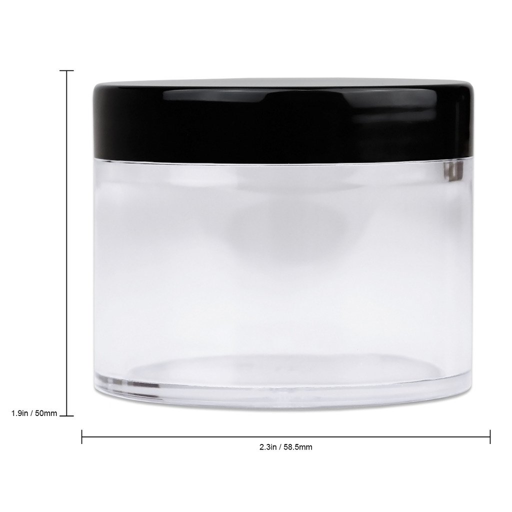 Beauticom 60 Grams/60 ML (2 Oz) Round Clear Leak Proof Plastic Jars with Black Lids - Travel-Friendly Cosmetic Containers for Makeup, Lotion, Creams, Oils & Salves - Perfect for Home, Salon & DIY Projects (Pack of 384)