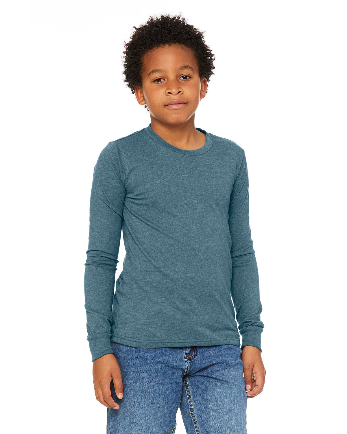 Bella + Canvas 3501YCV Youth Heather CVC Long Sleeve T-Shirt - Soft Comfortable Cotton Blend Tee for Kids - Perfect for School, Playdates & Everyday Wear
