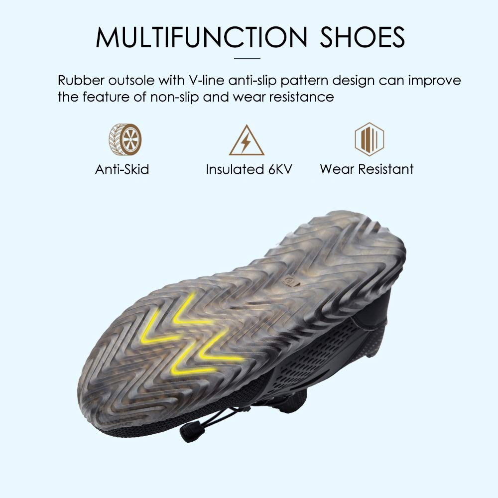 KINOW Steel Toe Safety Work Shoes for Men & Women - Slip Resistant, Lightweight Industrial Construction Sneakers with Outdoor Athletic Design | Perfect for Construction, Warehouse, and Heavy Duty Work Environments