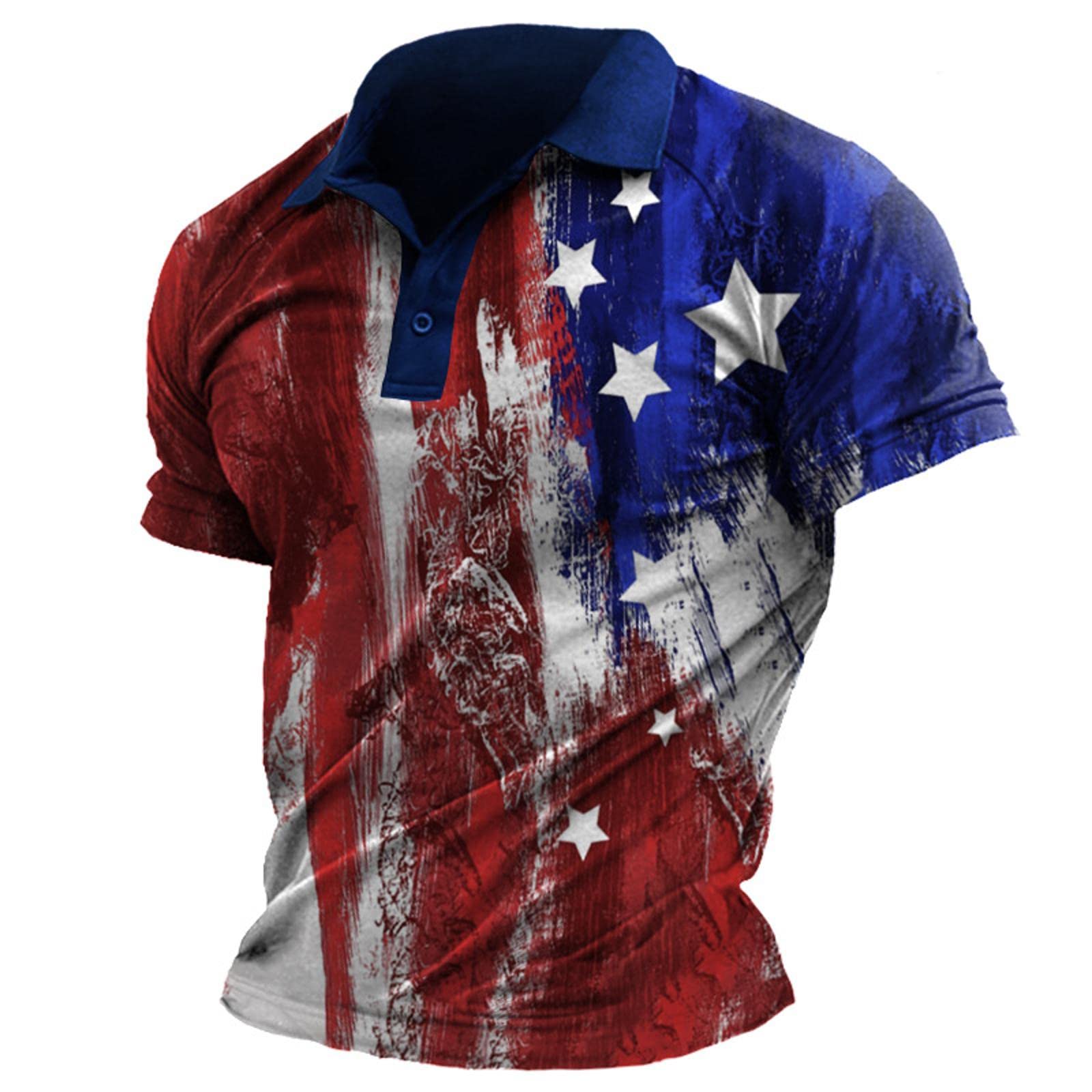 HANZHUOLG Men's Tactical T-Shirt - American Flag Print Short Sleeve Tee for Outdoor Activities, Hiking, Camping & Summer Wear
