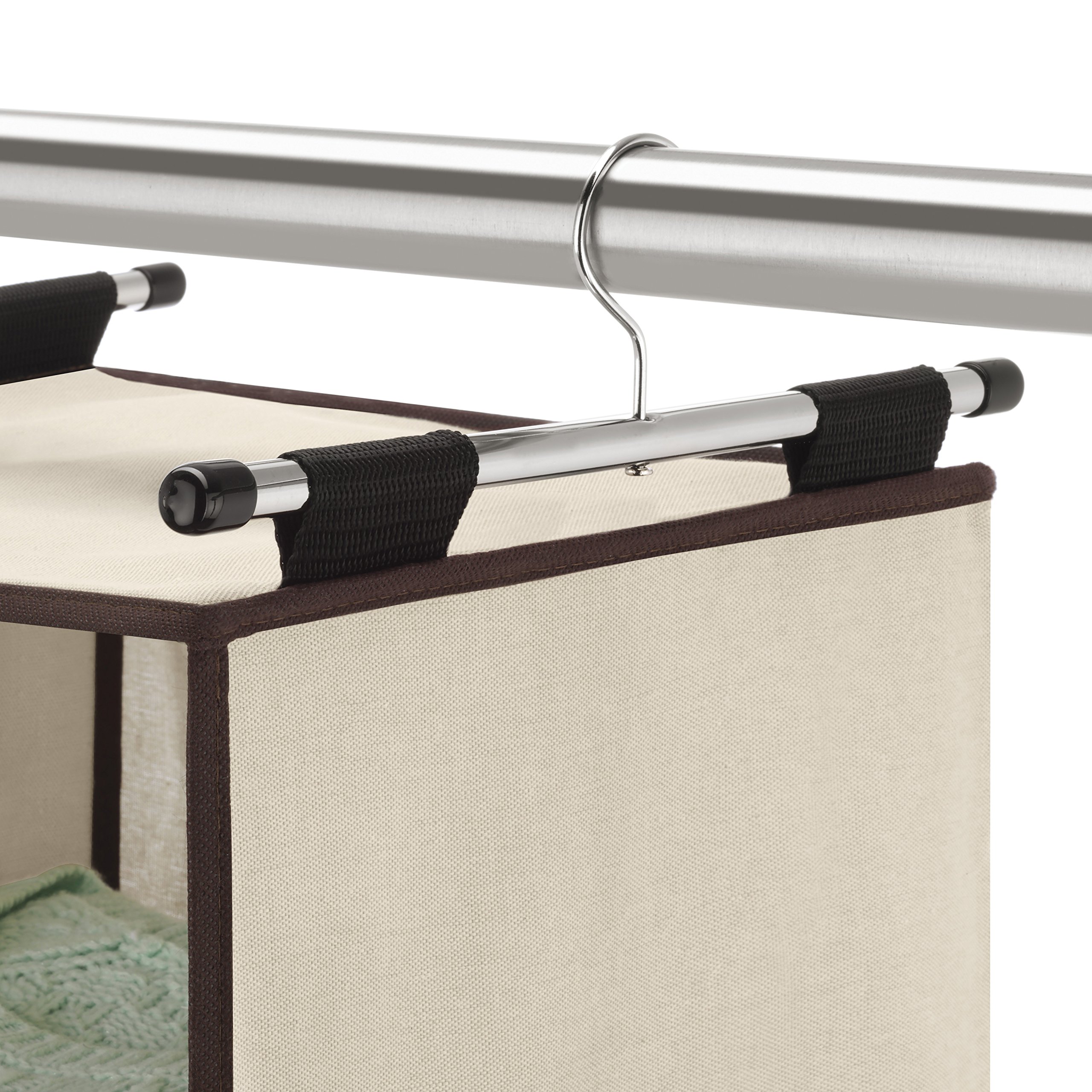 Whitmor 4-Section Closet Organizer with Hanging Rod - Durable Canvas Storage for Clothes, Shoes & Accessories | Perfect for Bedroom, Closet & Dorm Organization