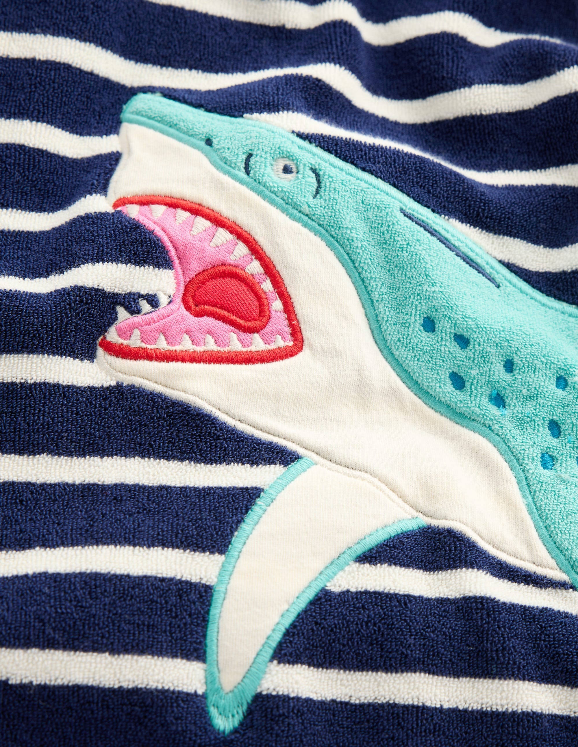 College Navy Sharks Appliqué Toweling Throw Blanket - Soft & Cozy for Dorm, Bedroom, or Living Room