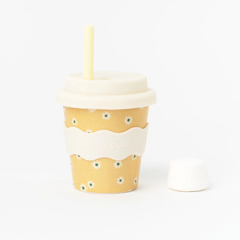 Yellow Daisy Babyccino Cup 120ml - BPA-Free Ceramic Mug for Toddlers & Kids - Perfect for Milk, Hot Chocolate & Babyccino at Home or Cafe