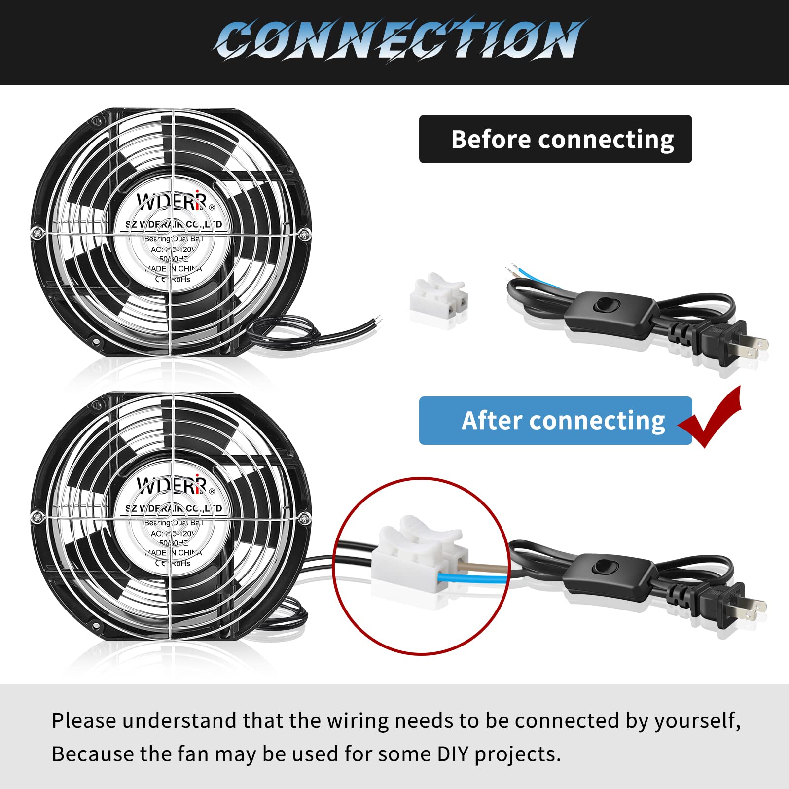 172mm High Speed Axial Muffin Fan with Switch - 110V/120V Cooling Fan for DIY Ventilation, Exhaust & Cooling Projects - Perfect for Chicken Coops, Crawl Spaces, Industrial Use, Doorways & Server Rooms