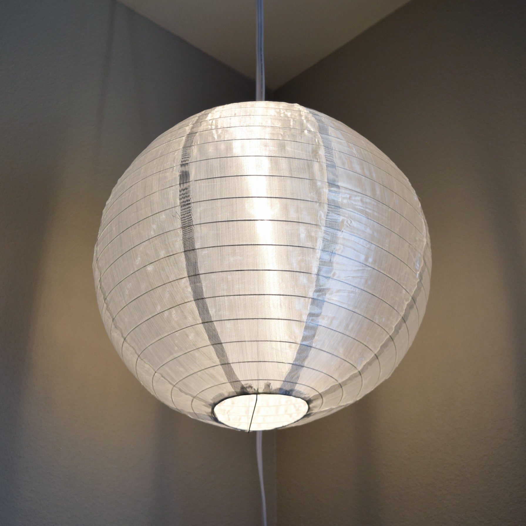 18 Inch Silver Shimmering Nylon Lantern with Even Ribbing - Durable Hanging Decoration for Outdoor Parties, Weddings & Home Decor
