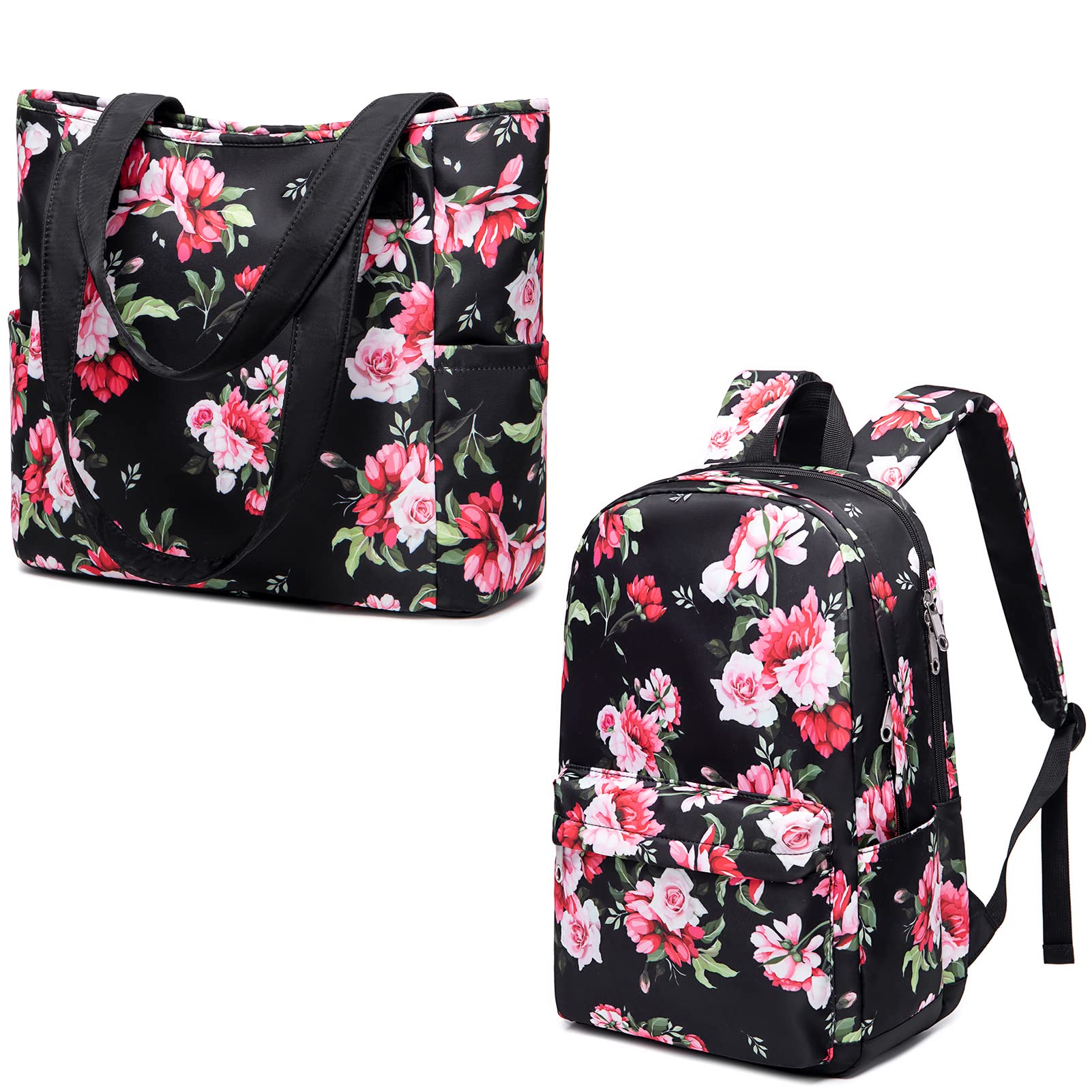Muzale Water Resistant School Backpack & Women's Tote Bag - Stylish Laptop Bookbag with Side Pockets for Boys & Girls - Perfect for School, College, Travel & Daily Commute