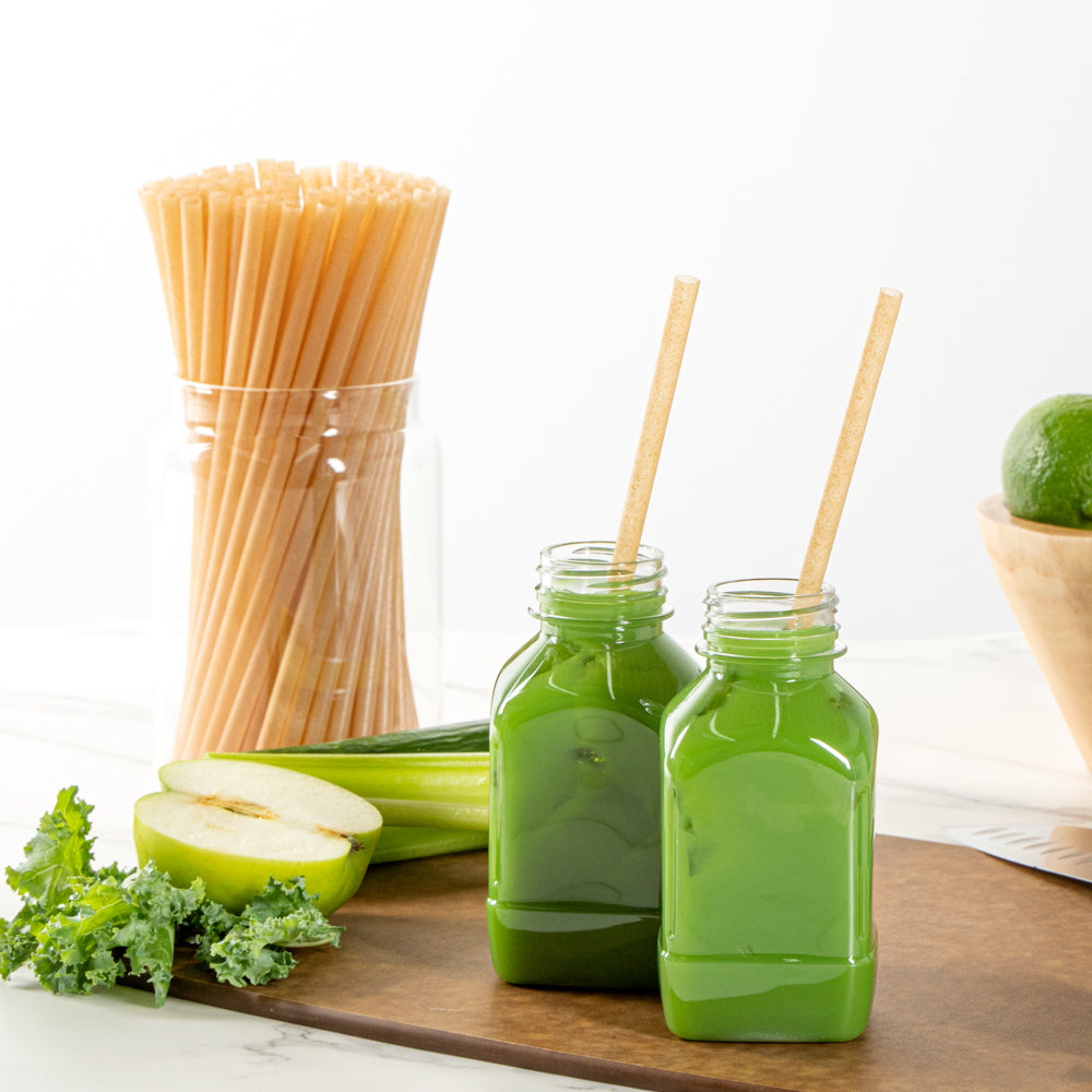 Eco-Friendly Compostable PLA Plastic & Sugarcane Straws - 8 1/4 Inch Biodegradable Drinking Straws (2000 Count) - Perfect for Restaurants, Cafes, Parties & Sustainable Living