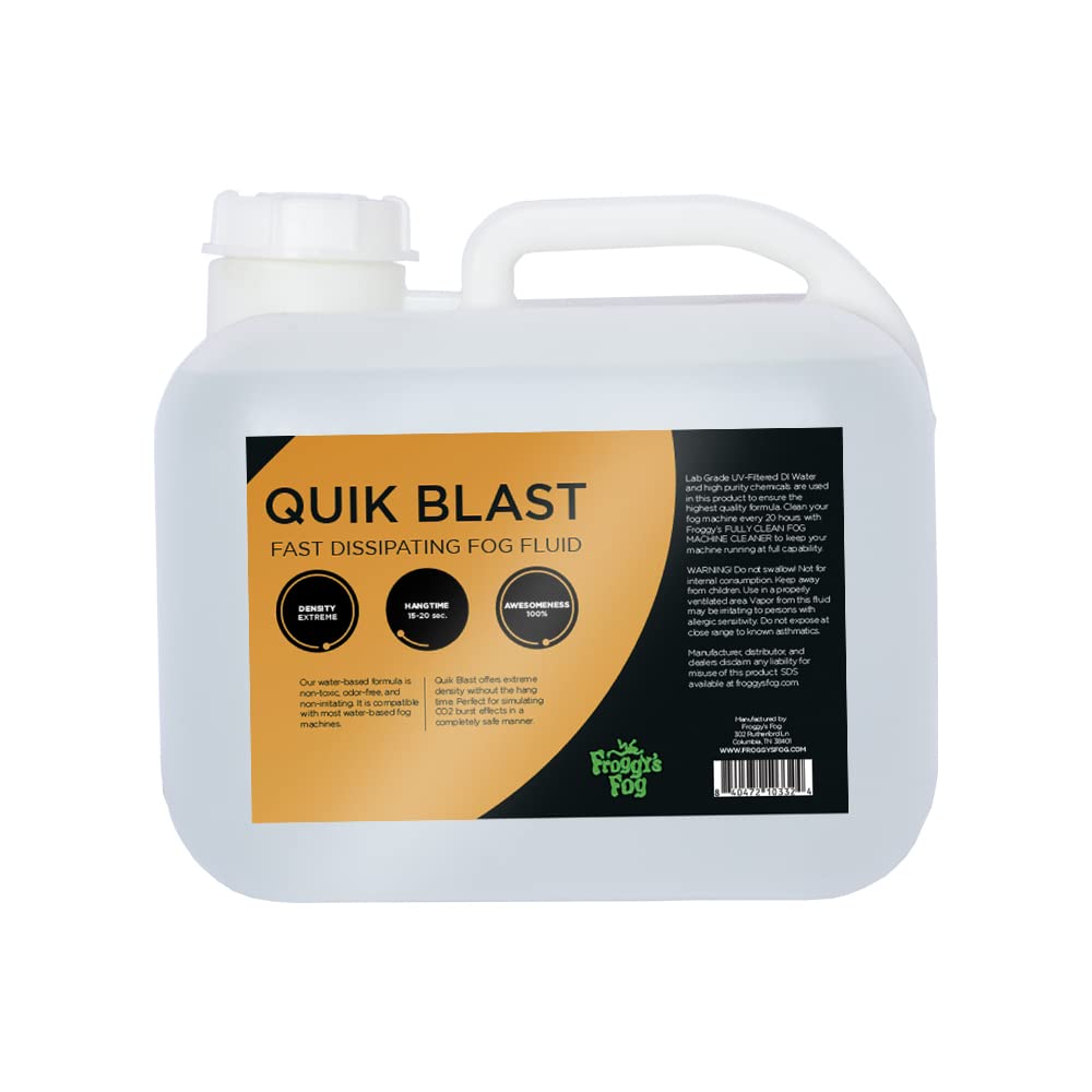 Froggys Fog QuikBlast CO2 Fog Machine Fluid - 2.5 Gallon for Stage Effects, Concerts & Theater - Professional Fog Solution for DJs, Halloween & Special Effects