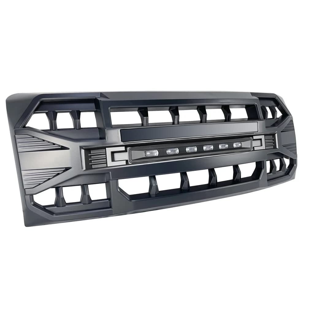 2009-2014 Ford F150 Matte Black Front Bumper Grille Replacement with Off-Road Lights | Heavy Duty Truck Accessory for Off-Roading & Daily Driving