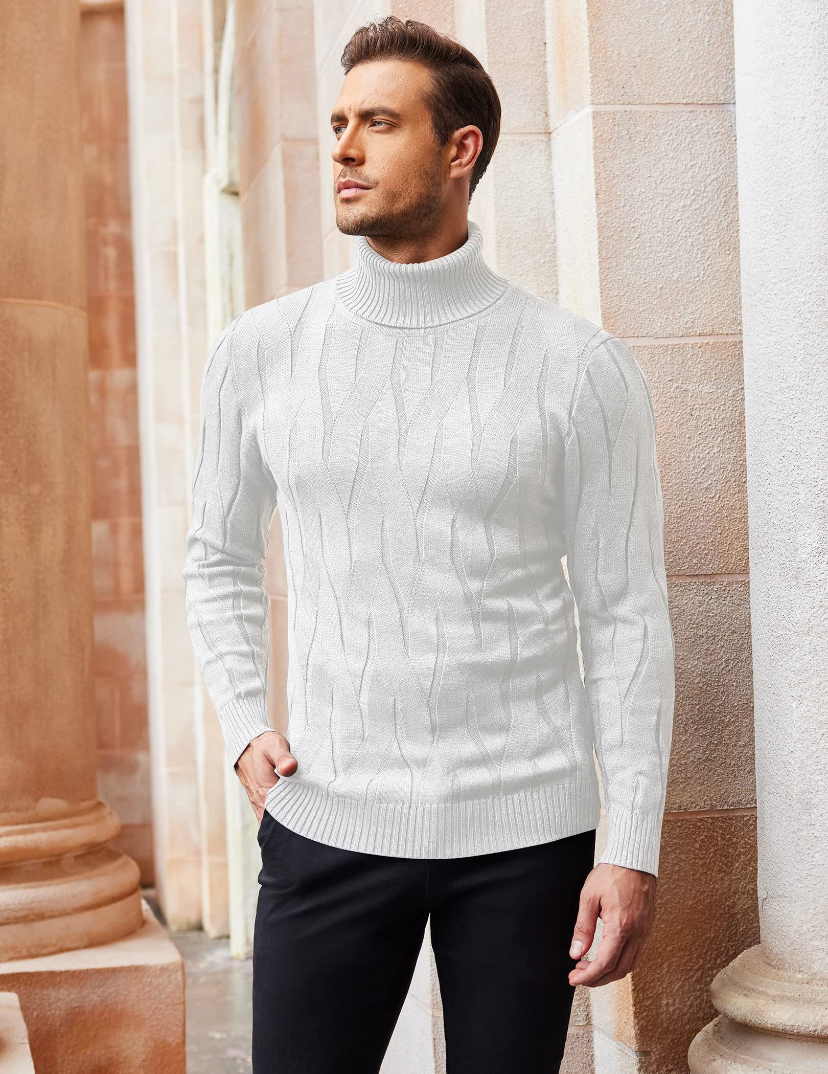 COOFANDY Men's Slim Fit Turtleneck Sweater - Long Sleeve Casual Knit Pullover for Winter, Fall & Spring | Warm Comfortable Office & Date Outfit | Perfect for Business Casual, Layering & Cold Weather Fashion