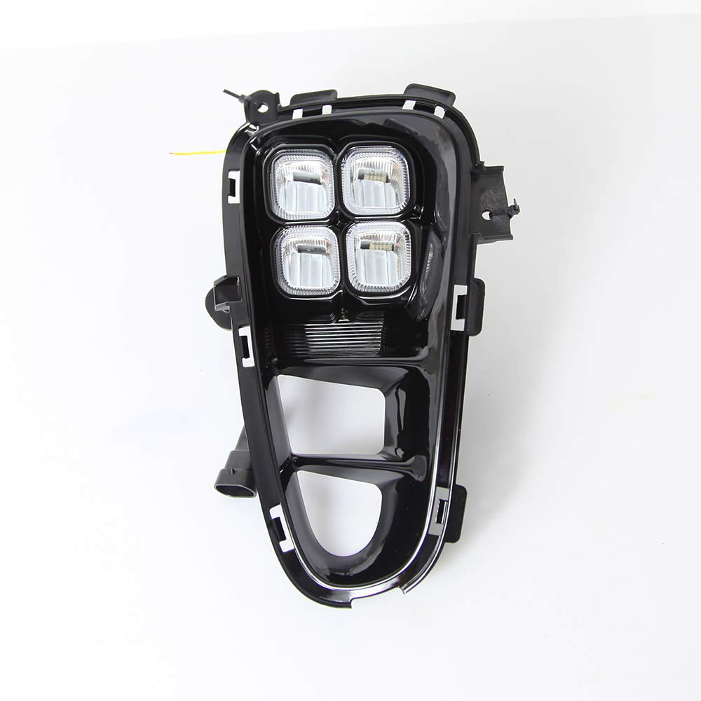 LED Daytime Running Lights DRL for Kia Picanto 2017-2020 - 6000K White 4LEDs 12W Front Bumper Fog Lamps with Amber Turn Signals | Enhanced Visibility & Safety for Day & Night Driving