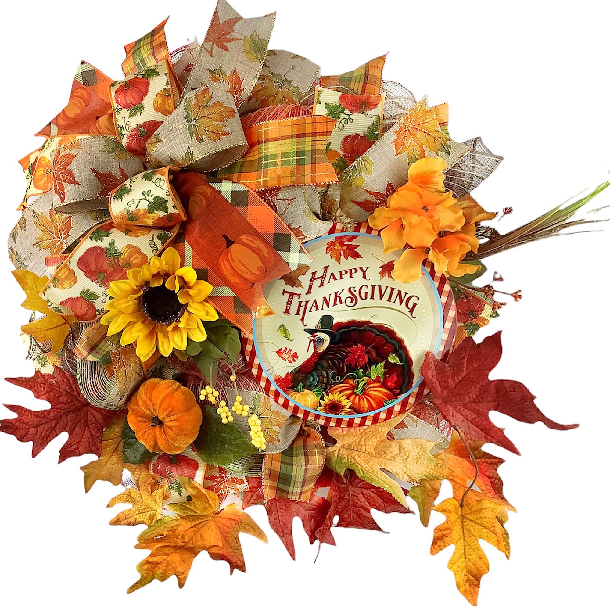 Handmade Fall Wreath for Front Door - Thanksgiving & Autumn Decoration with Premium Materials | Outdoor Seasonal Decor for Home & Porch