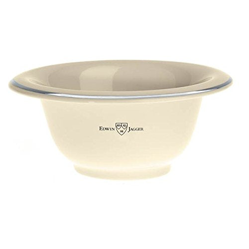 Edwin Jagger Ivory Porcelain Shaving Bowl with Silver Rim - Premium Men's Grooming Accessory for Wet Shaving & Traditional Razor Care - Perfect for Home Spa & Barber Shop Use