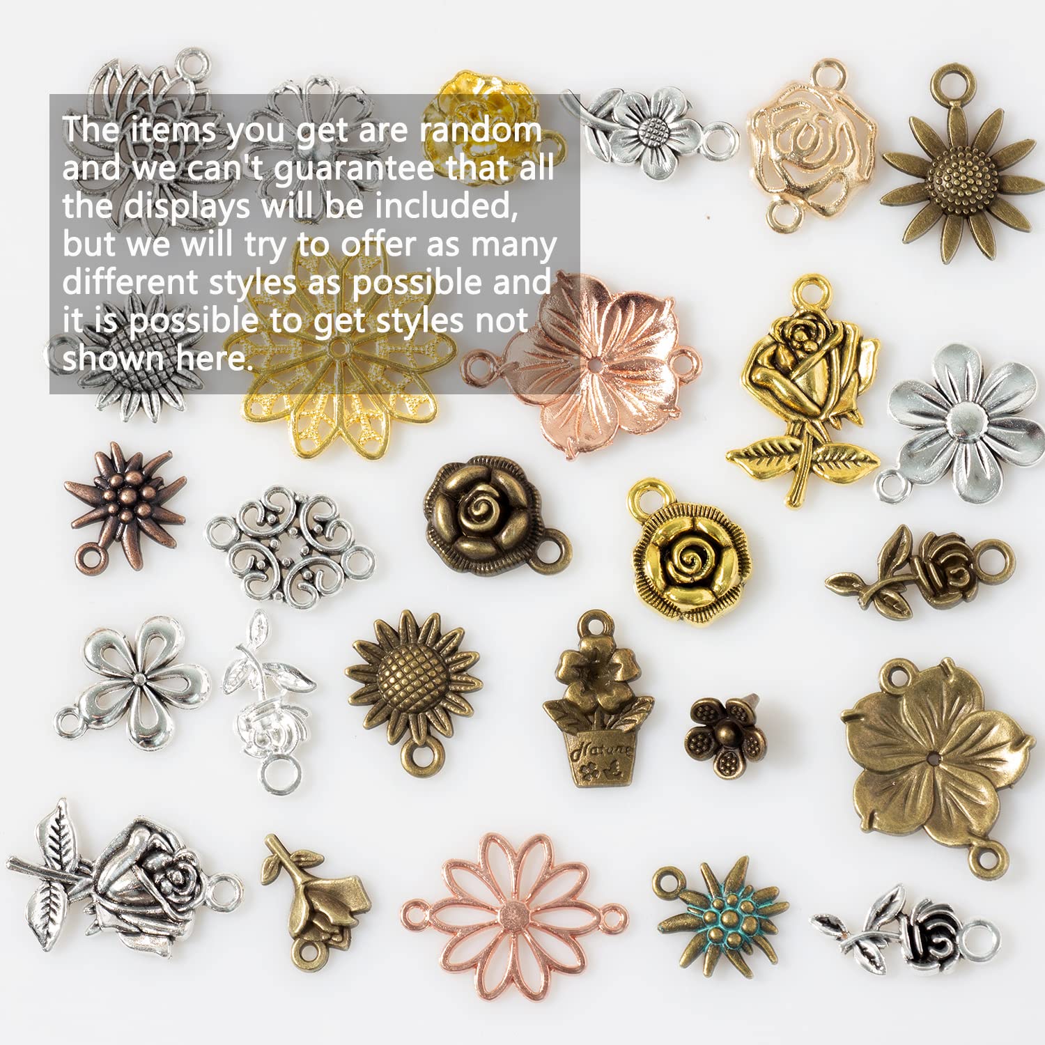 Stino 100g Bulk Metal Pendant Charms for Jewelry Making - Silver & Gold Charms for Bracelets, Necklaces & DIY Crafts (Animals, Plants, Flowers, Pets) - Perfect for Handmade Jewelry, Scrapbooking & Gift Making