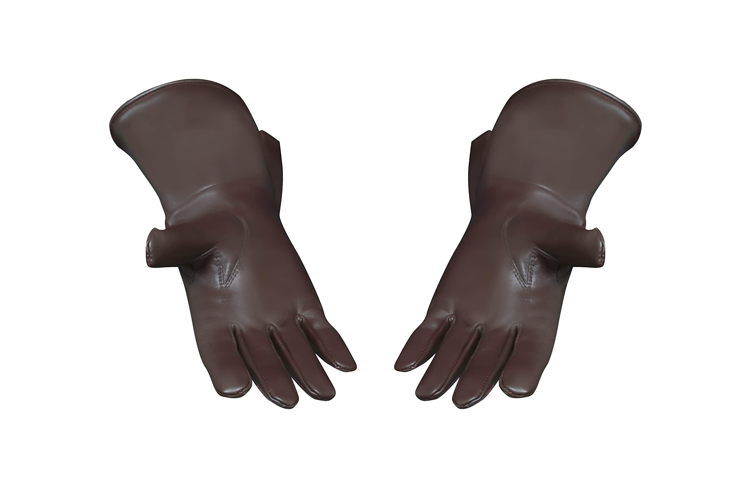Glamtron Medieval Renaissance Gloves - Pure Lambskin Leather Cosplay Gauntlet Gloves with Long Arm Cuffs for LARP, Renaissance Fairs & Historical Reenactments