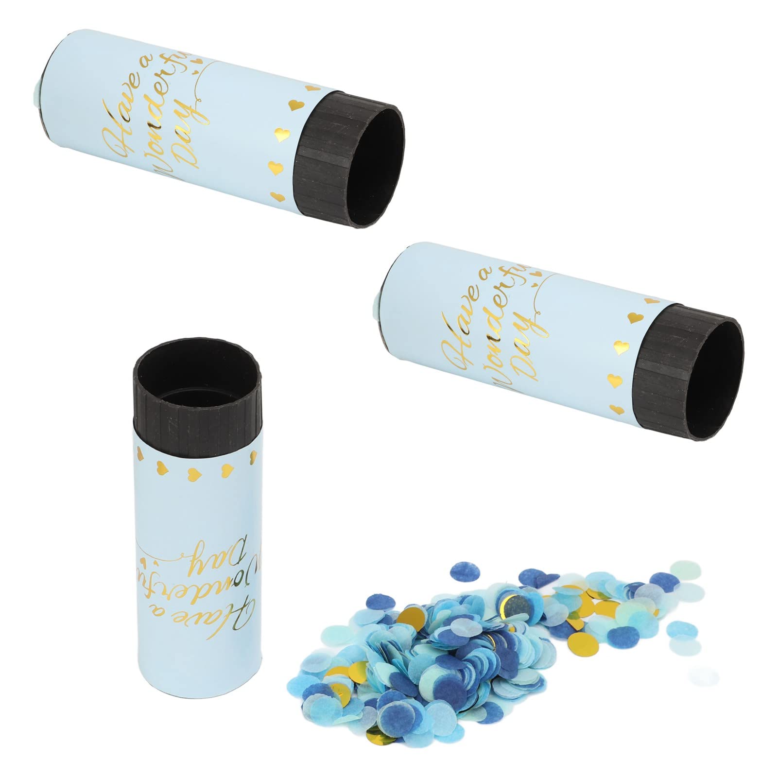 8Pcs Handheld Confetti Cannons - Air Compressed Party Poppers for Birthday, Graduation & Celebrations - Blue Confetti Decorations (Perfect for Weddings, New Year's Eve & Gender Reveal Parties)