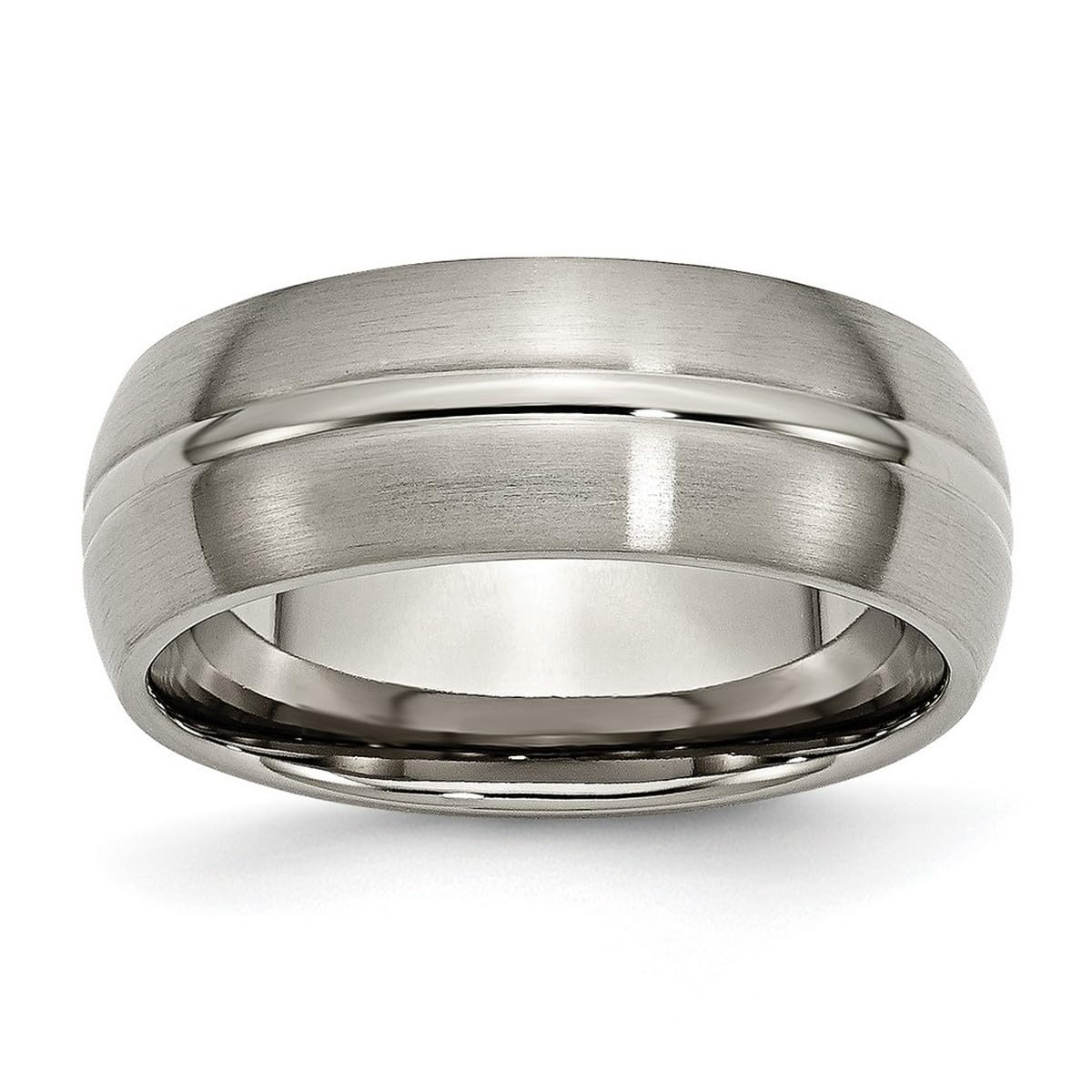 Titanium Grooved 8mm Brushed & Polished Unisex Wedding Band Ring for Women & Men - Durable Comfort Fit Ring for Everyday Wear, Anniversary Gift & Couple Jewelry