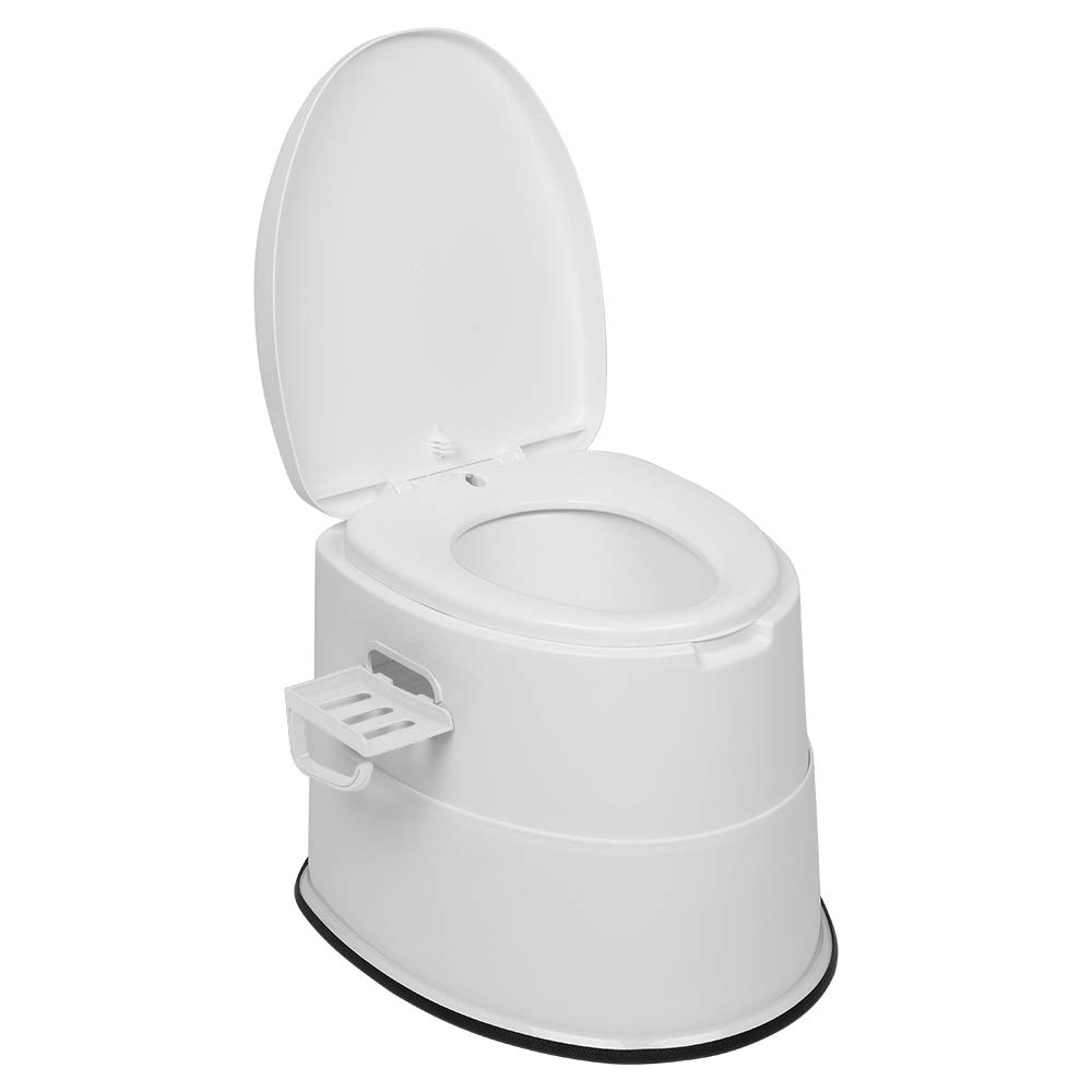 Portable Toilet for Camping & Travel - Lightweight Indoor Outdoor Commode with Detachable Inner Bucket & Removable Paper Holder - Perfect for RV, Boat, Emergency, Road Trips & Outdoor Adventures (White)