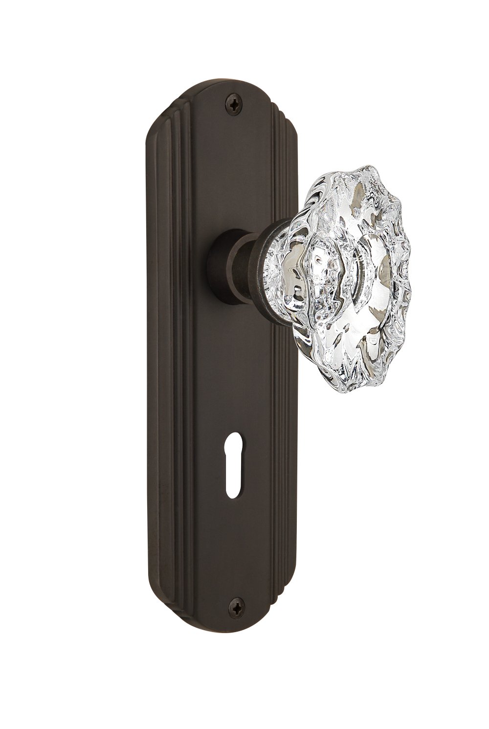 Vintage Chateau Keyhole Knob - Oil Rubbed Bronze Cabinet Hardware - Nostalgic Warehouse Deco Plate - Single Dummy Door Handle - Perfect for Farmhouse, Cottage & Vintage Home Decor