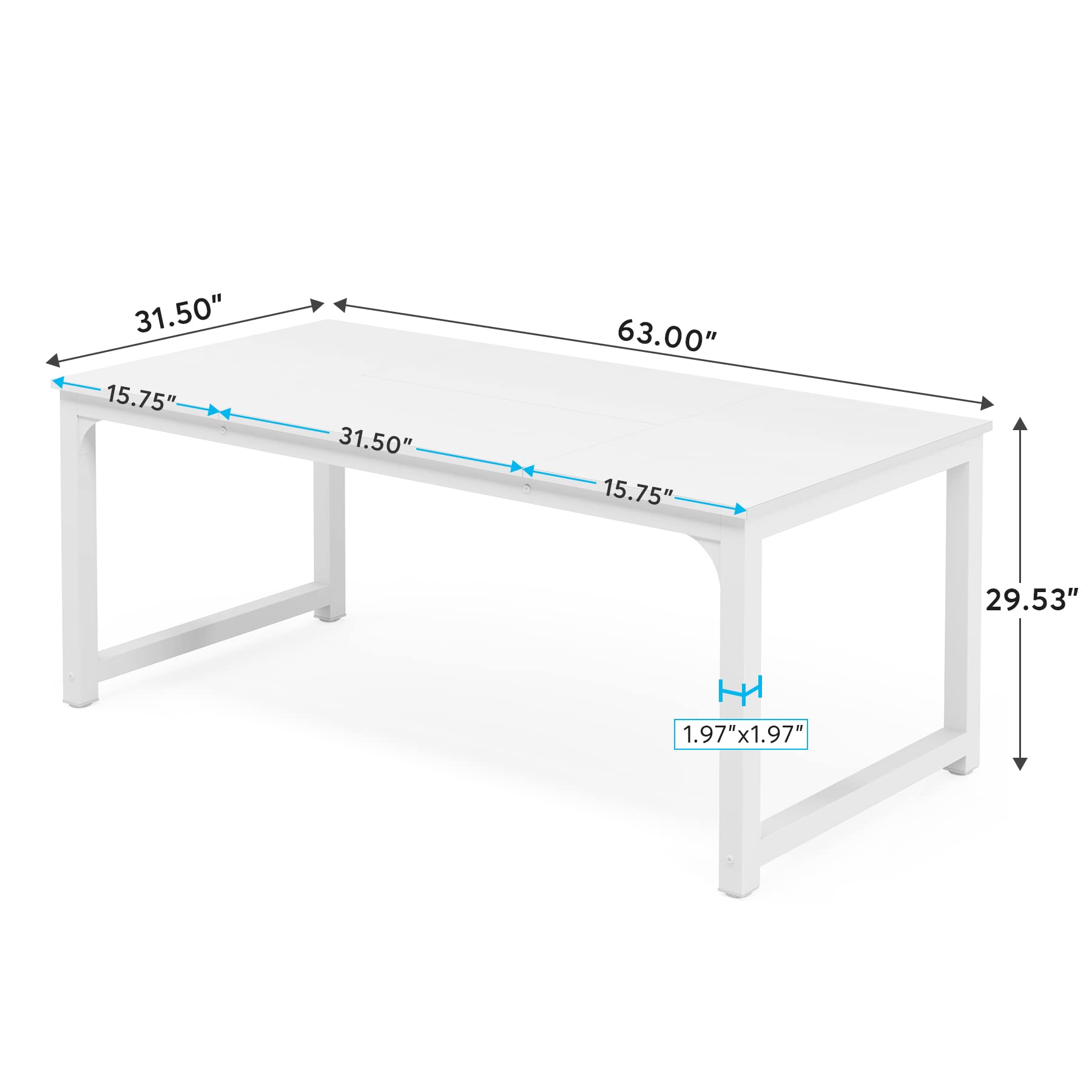 Tribesigns Modern Computer Desk 63 x 31.5 Inch, Large Executive Office Desk with Spliced Desktop - Home Office Workstation, Study Writing Table for Work & Gaming (White) - Perfect for Small Spaces & Remote Work Setup