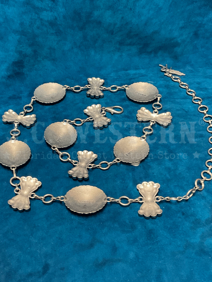 Angel Ranch D140007833 Women's Oval Butterfly Conchos Chain Belt with Turquoise Stones - Perfect for Boho Fashion, Western Outfits & Casual Wear