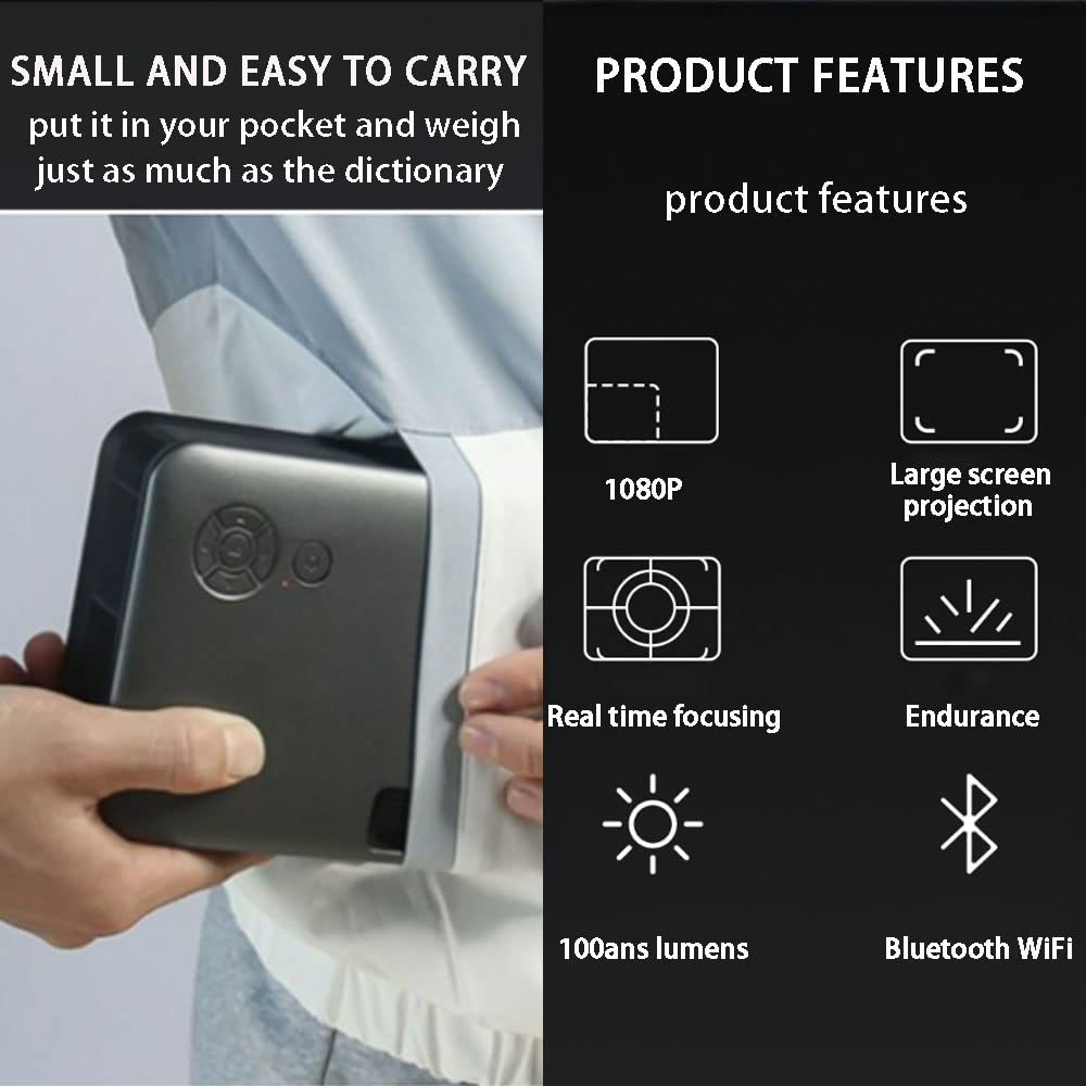 ZTBGY WiFi Projector - 10000 Lumens Mini Bluetooth Movie Projector, Portable HD Projector with Screen Mirroring & Zoom Function, Compatible with TV Stick/PC/HDMI/VGA/USB/AV for Home Theater, Outdoor Movies, Gaming & Office Presentations