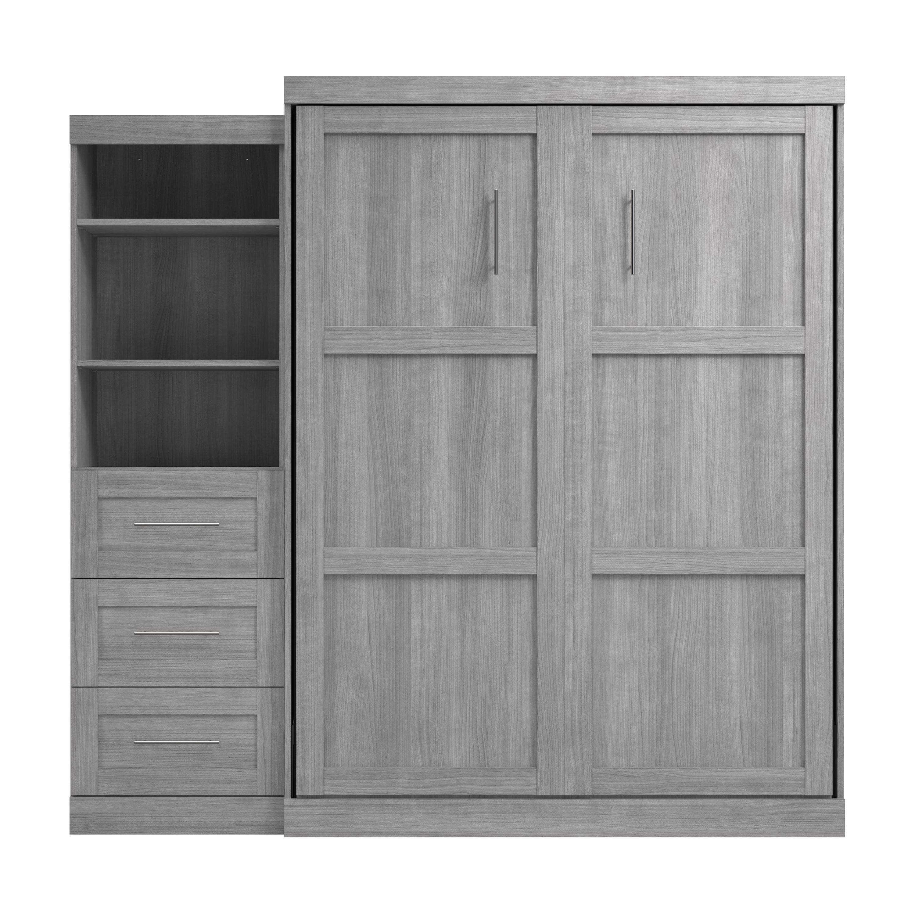 Queen Murphy Wall Bed with Storage Drawers - Space-Saving Foldable Bed for Small Rooms, Apartments & Guest Rooms (90