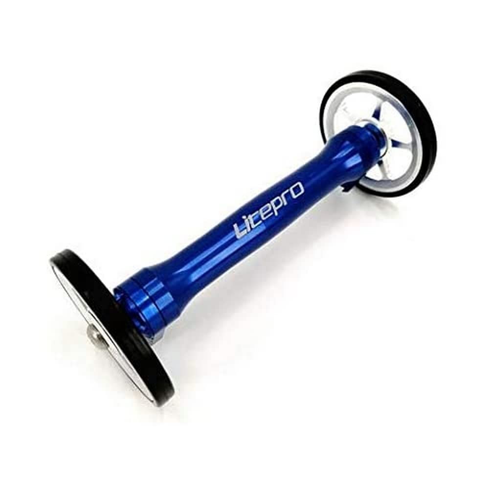 LITEPRO Eazy Wheels Extender for Brompton Folding Bike - Blue Easy Wheels Extension Kit | Upgrade Accessory for Smooth Rolling & Parking | Perfect for Commuting, Travel & Urban Cycling