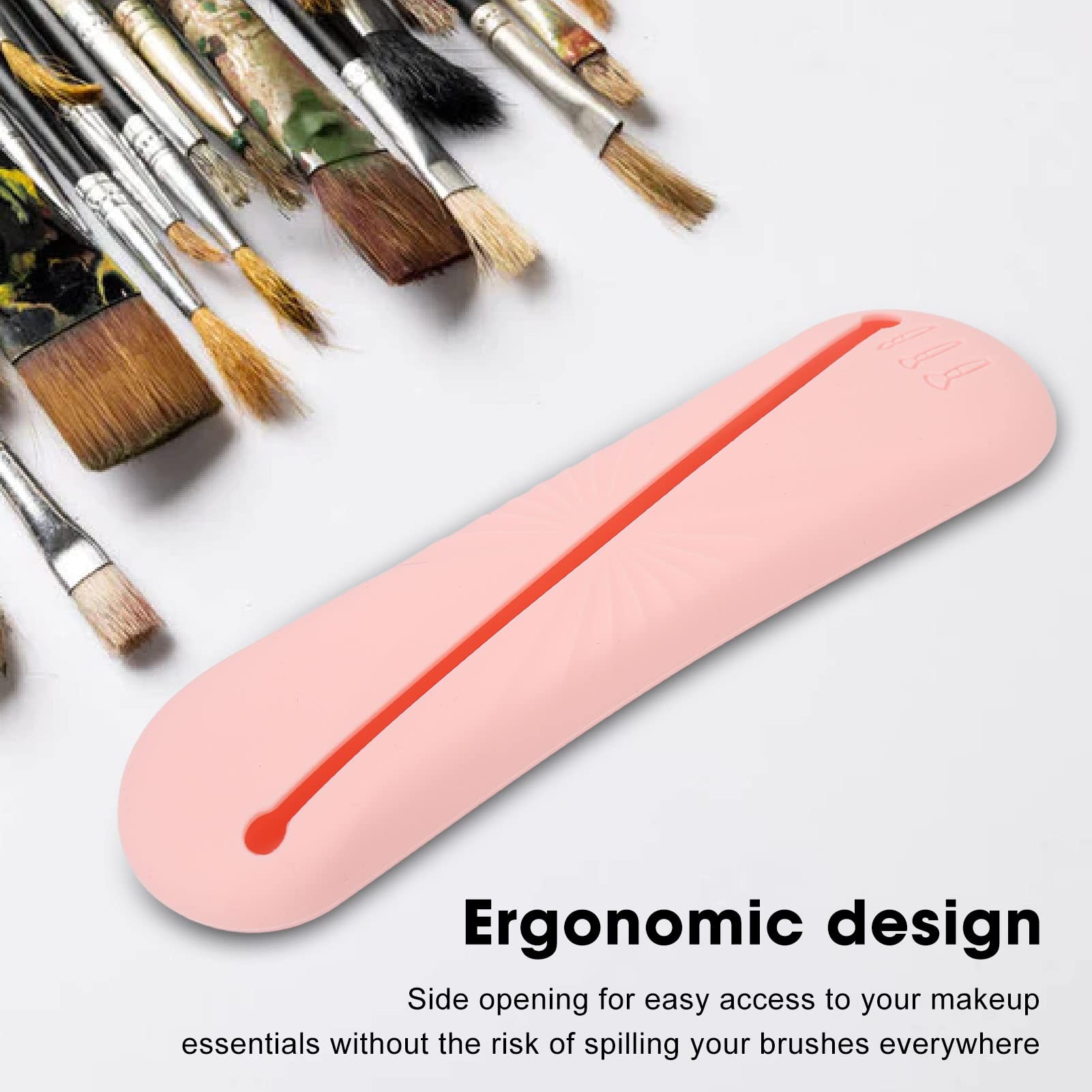 EXCLUZO Silicone Makeup Brush Holder - Dustproof, Portable & Easy to Clean, Durable Large Capacity Travel Cosmetic Brush Organizer for Outdoor & Home Use (Pink) | Perfect for Travel, Vanity & Makeup Artists
