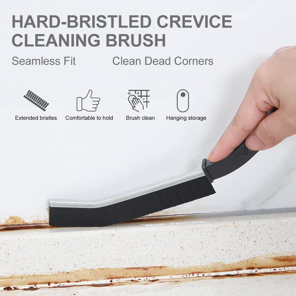 Hard Bristle Crevice Cleaning Brush Set - 3 Pack for Kitchen, Bathroom, Toilet, Bathtub, Sink & Window | Heavy Duty Gap & Grout Brush for Deep Cleaning | Ideal for Household, Tile & Hard-to-Reach Areas