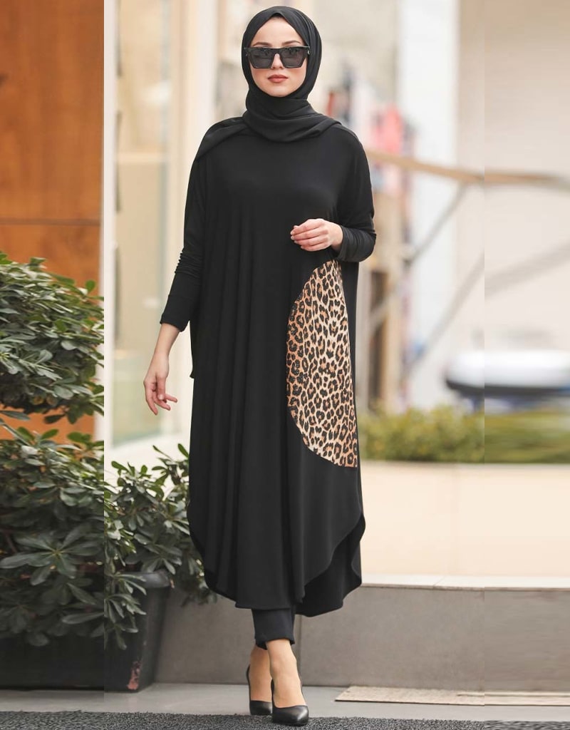 Black Organic Cotton Jersey Kaftan Dress - Loose Flowy Maxi Tunic for Women - Perfect for Beach Cover-Up, Boho Chic Outfits & Summer Vacation