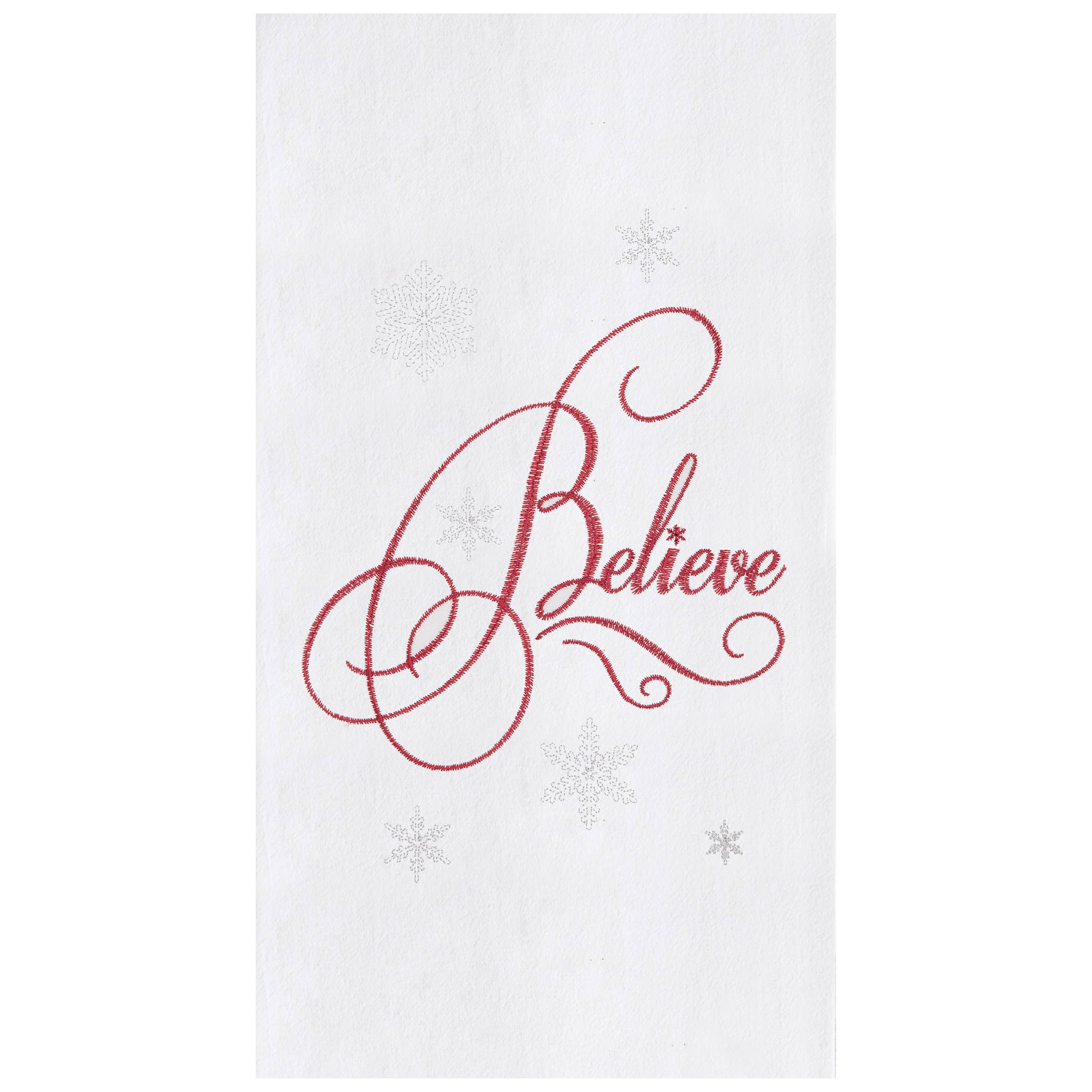 Christmas Believe Embroidered Flour Sack Kitchen Towel - Holiday Dish Towels for Baking, Cooking & Decorating - Festive Kitchen Linens for Christmas Decor