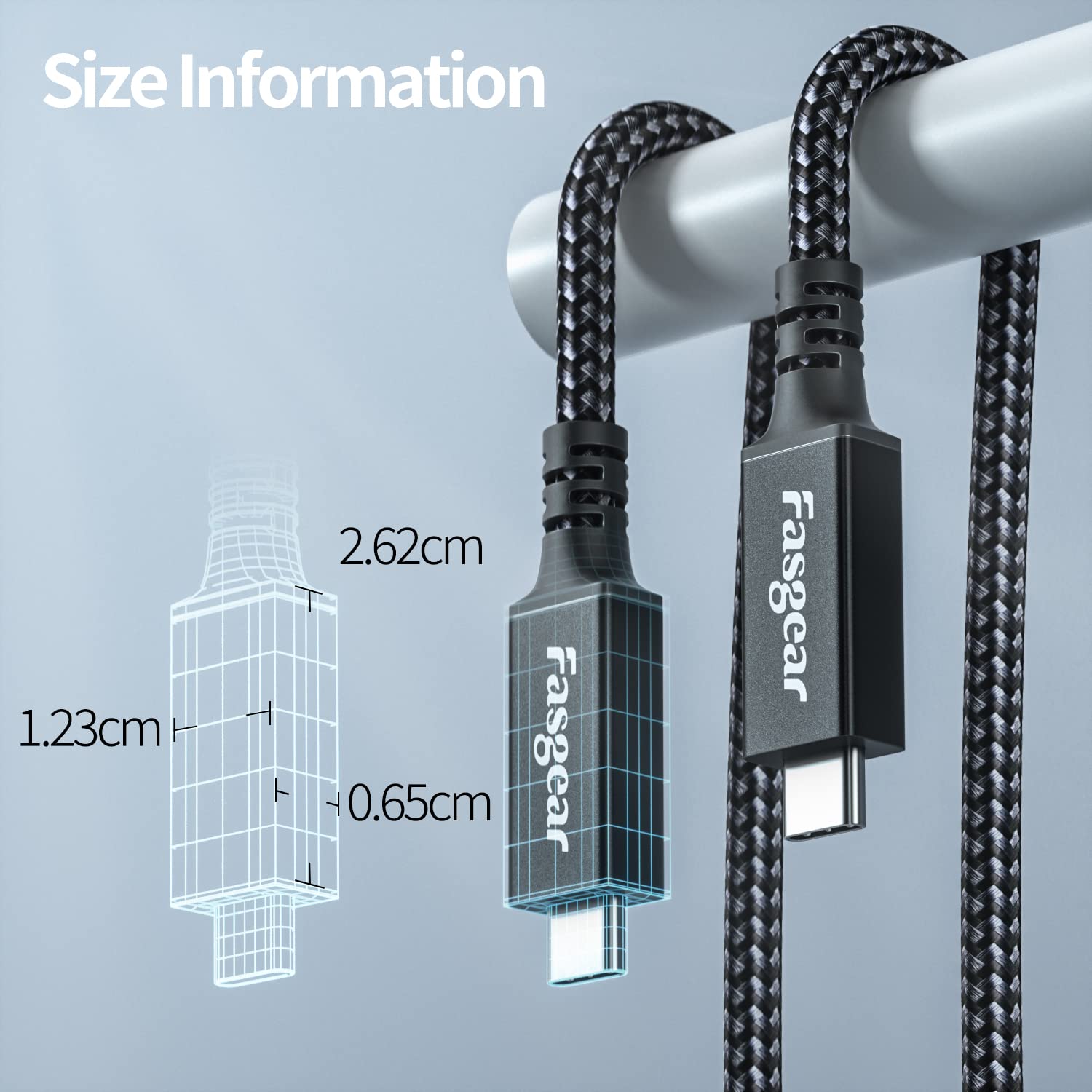 Fasgear USB 4 Cable 3ft, 40Gbps USB C to USB C Cable with 100W Fast Charging & 8K 60Hz Video Support - Compatible with MacBook, iPad, Samsung Galaxy, External SSD, eGPU, Monitors & More - Perfect for Home Office, Gaming & High-Speed Data Transfer